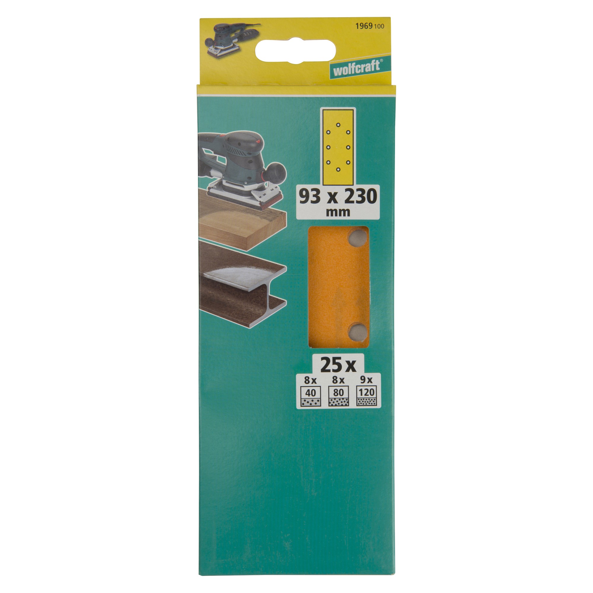 1 juego de hojas de lijar de 25 piezas, 93 x 230 mm