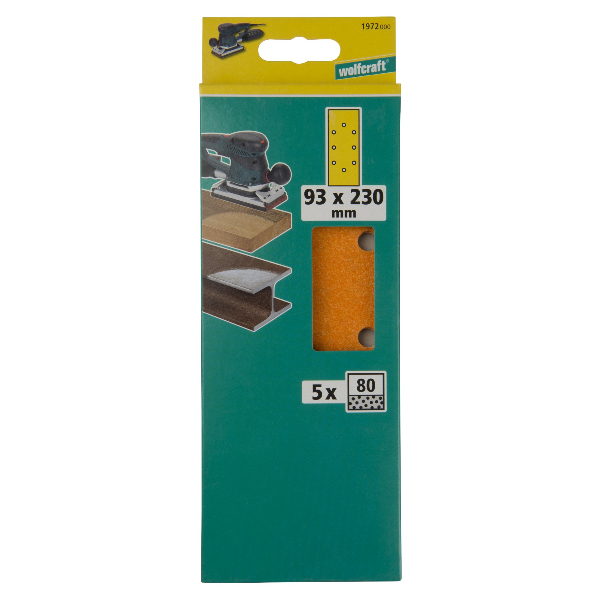 5 hojas de lijar de corindón, grano 80, 93 x 230 mm