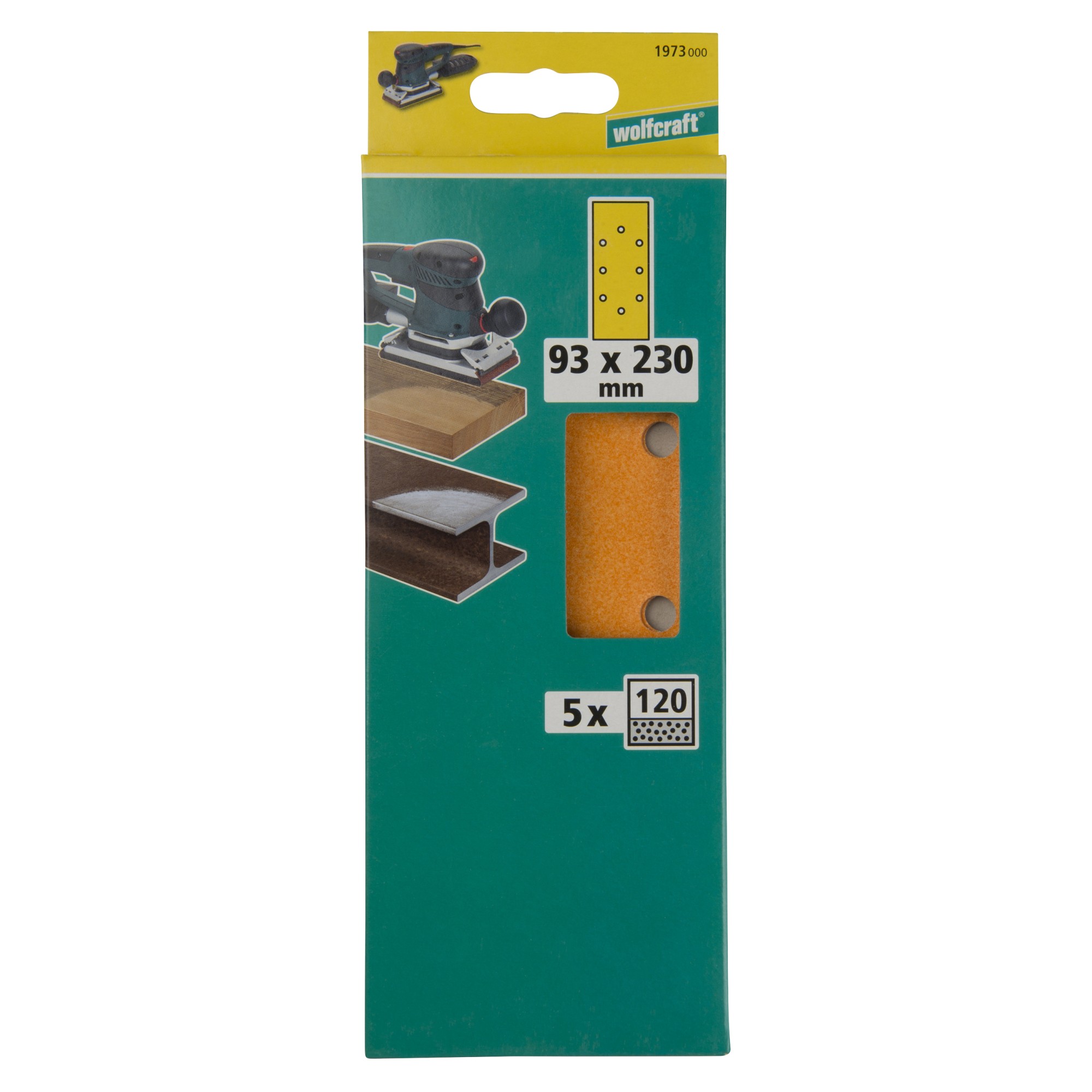 5 hojas de lijar de corindón, grano 120, 93 x 230 mm