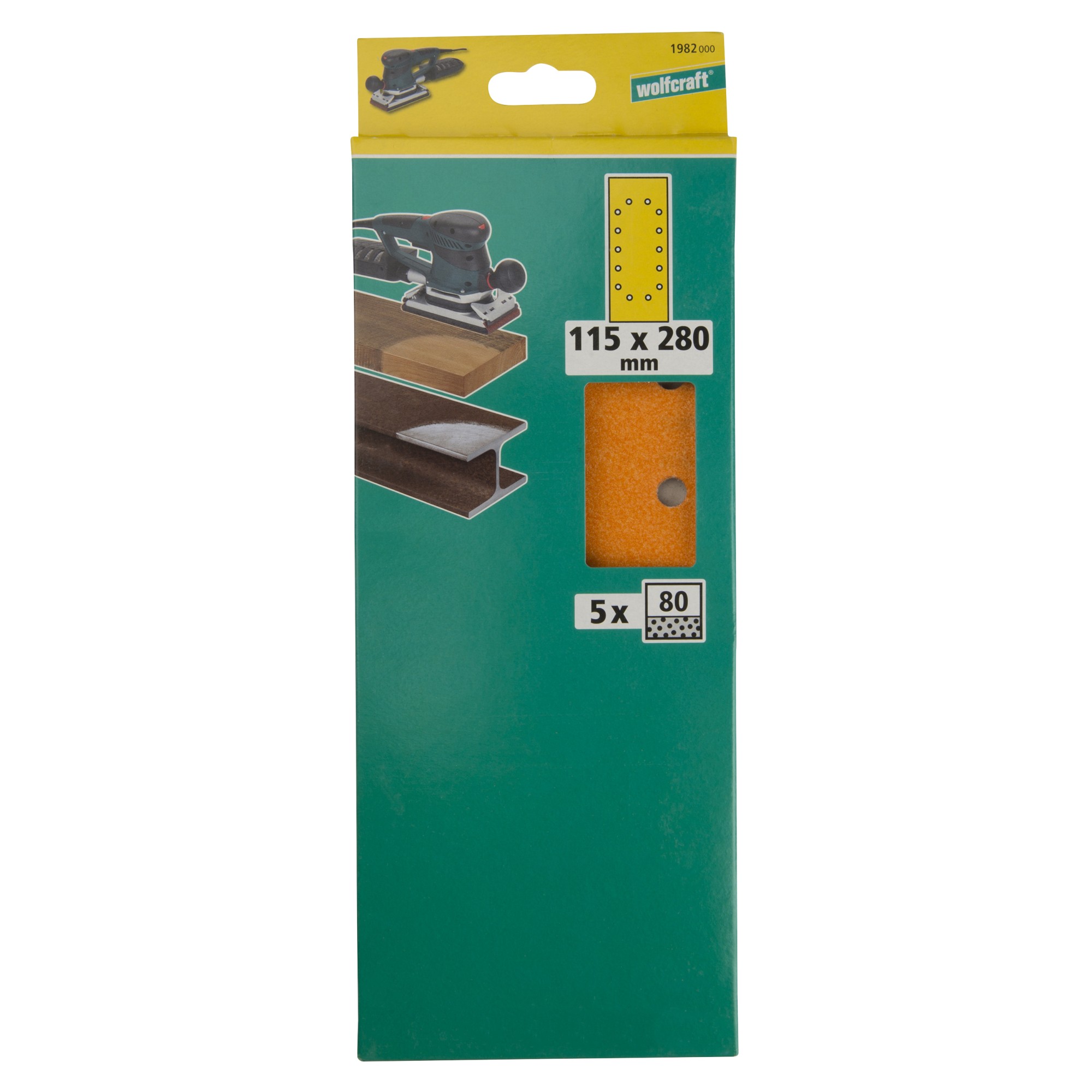 5 hojas de lijar de corindón, grano 80, 115 x 280 mm