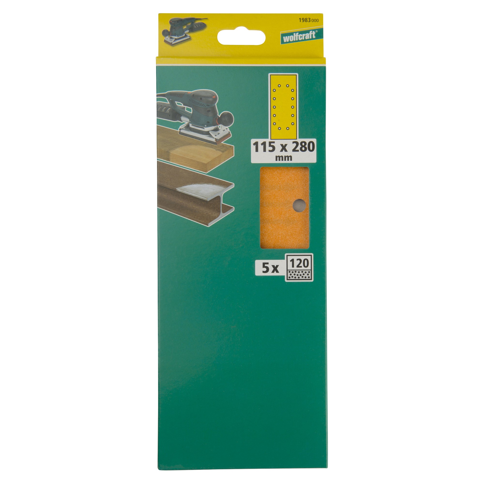 5 hojas de lijar de corindón, grano 120, 115 x 280 mm