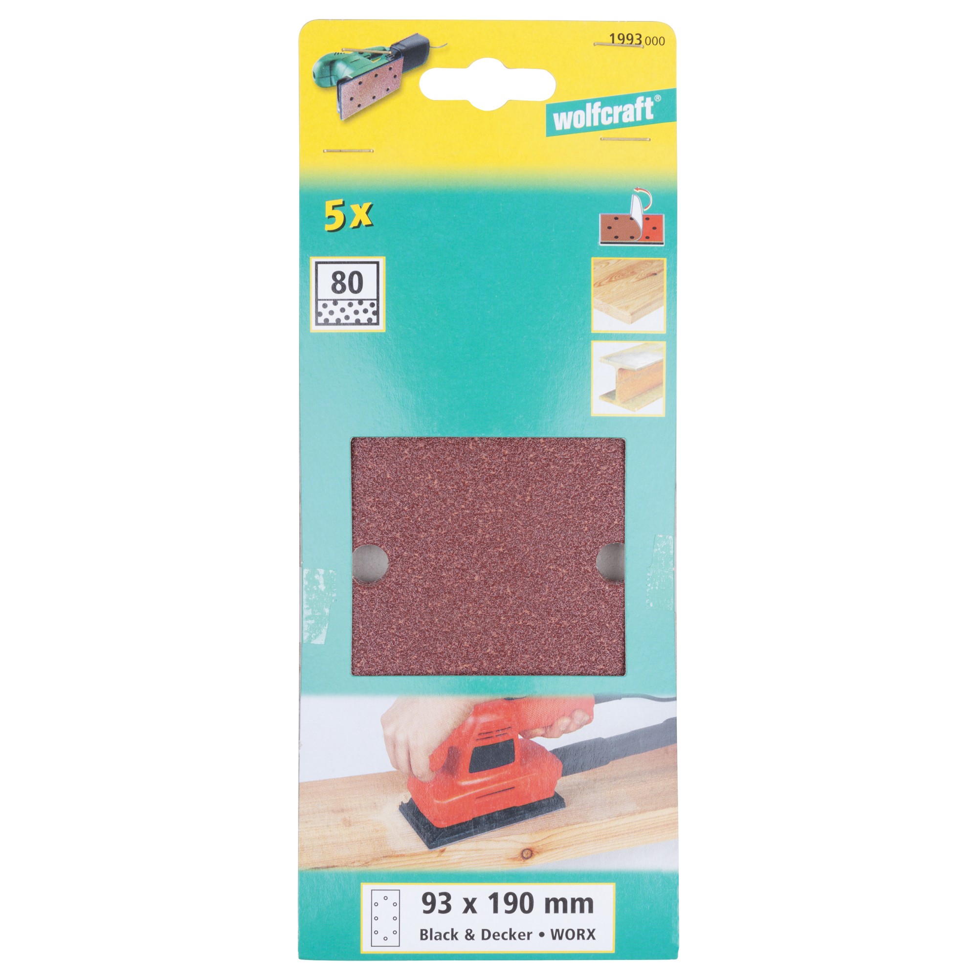 5 hojas de lijar adhesivas Corindón de grano 80 de 93 x 190 mm