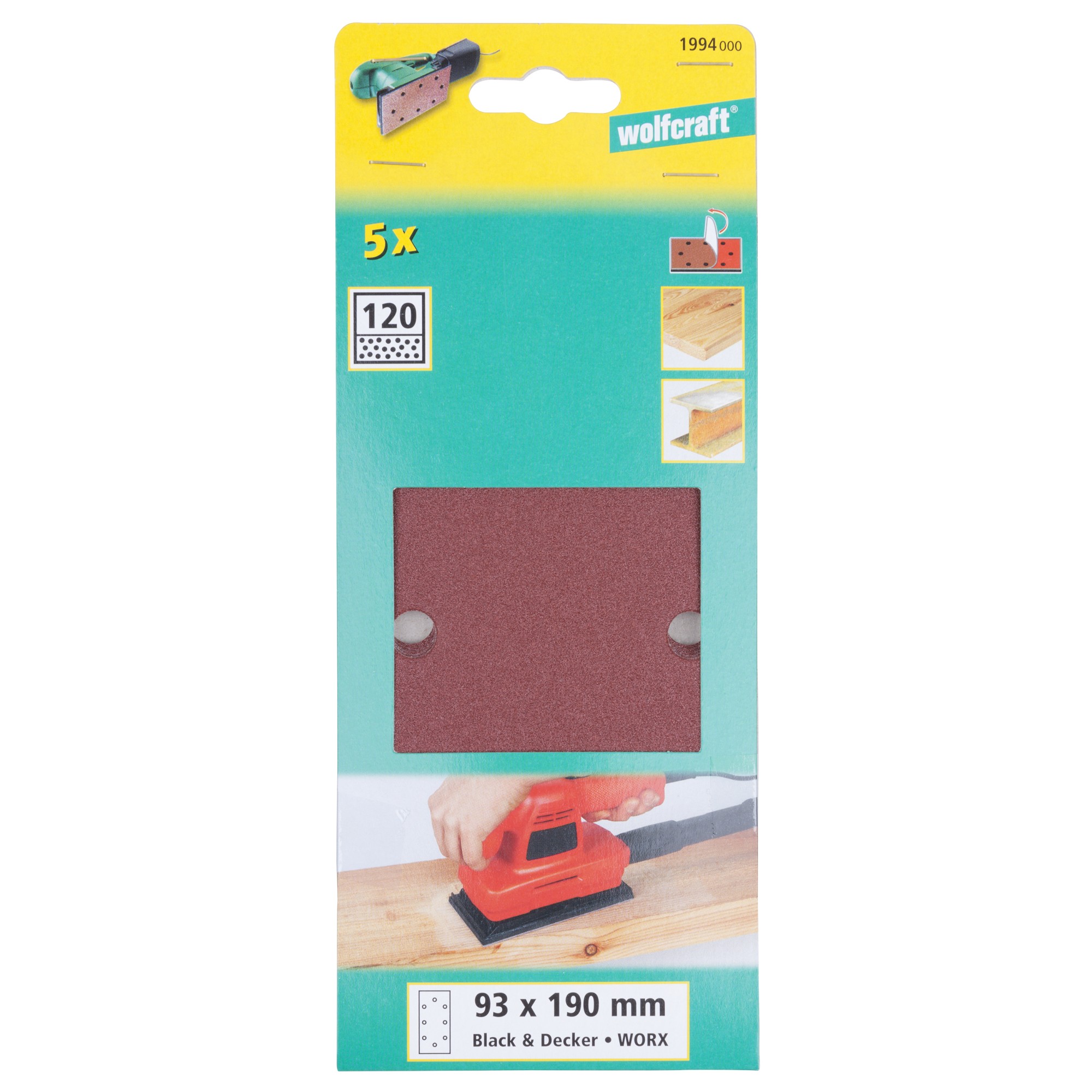 5 hojas de lijar adhesivas Corindón de grano 120 de 93 x 190 mm