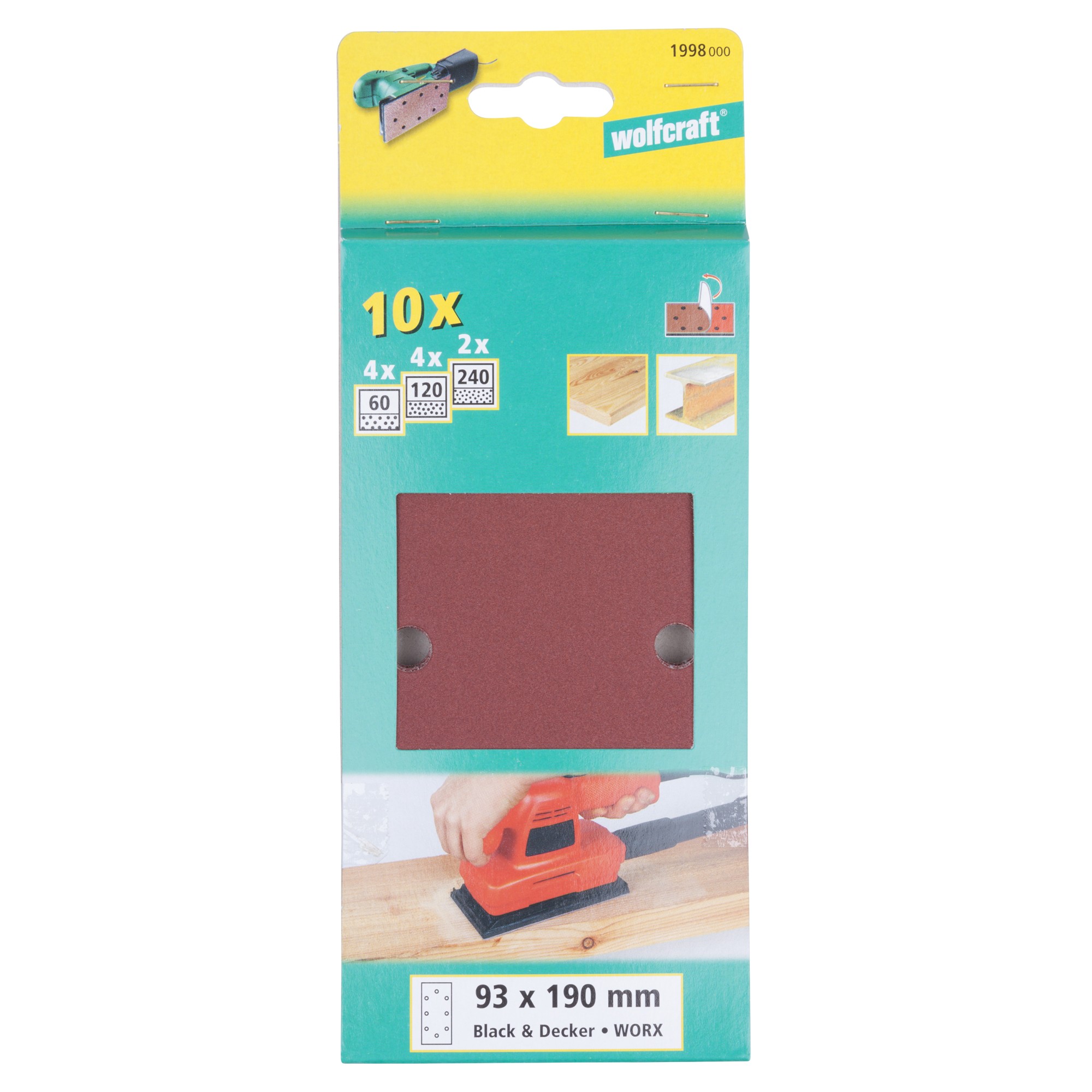 1 juego de hojas de lijar adhesivas de 10 piezas, 93 x 190 mm