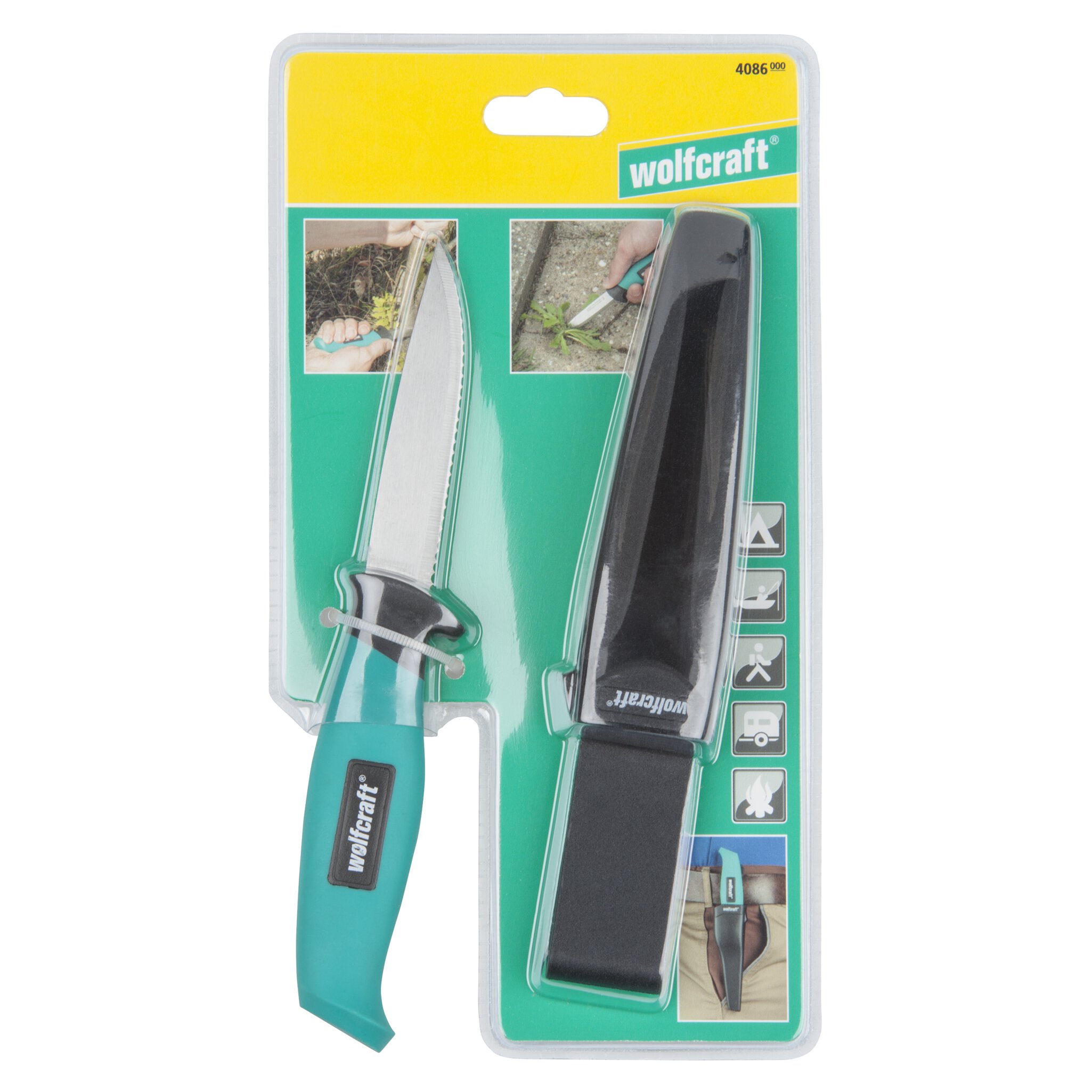 1 cuchillo de exterior con cuchilla dentada y estuche