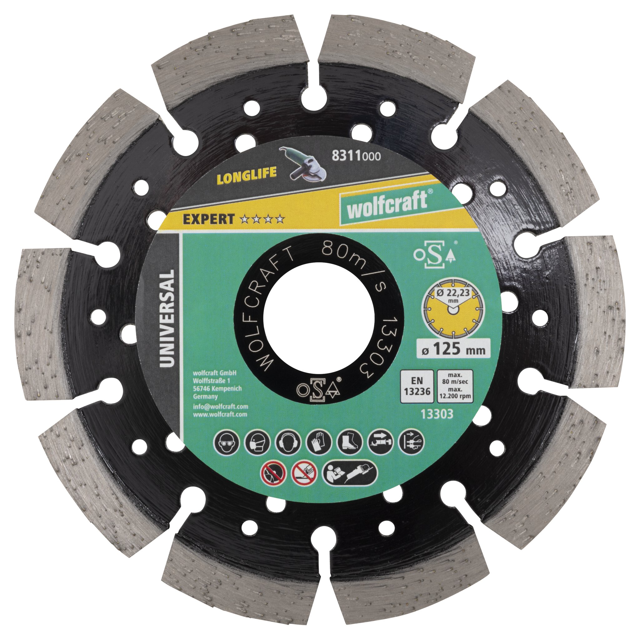 Disco de corte de diamante PRO LASER UNIVERSAL, diámetro de 125 mm
