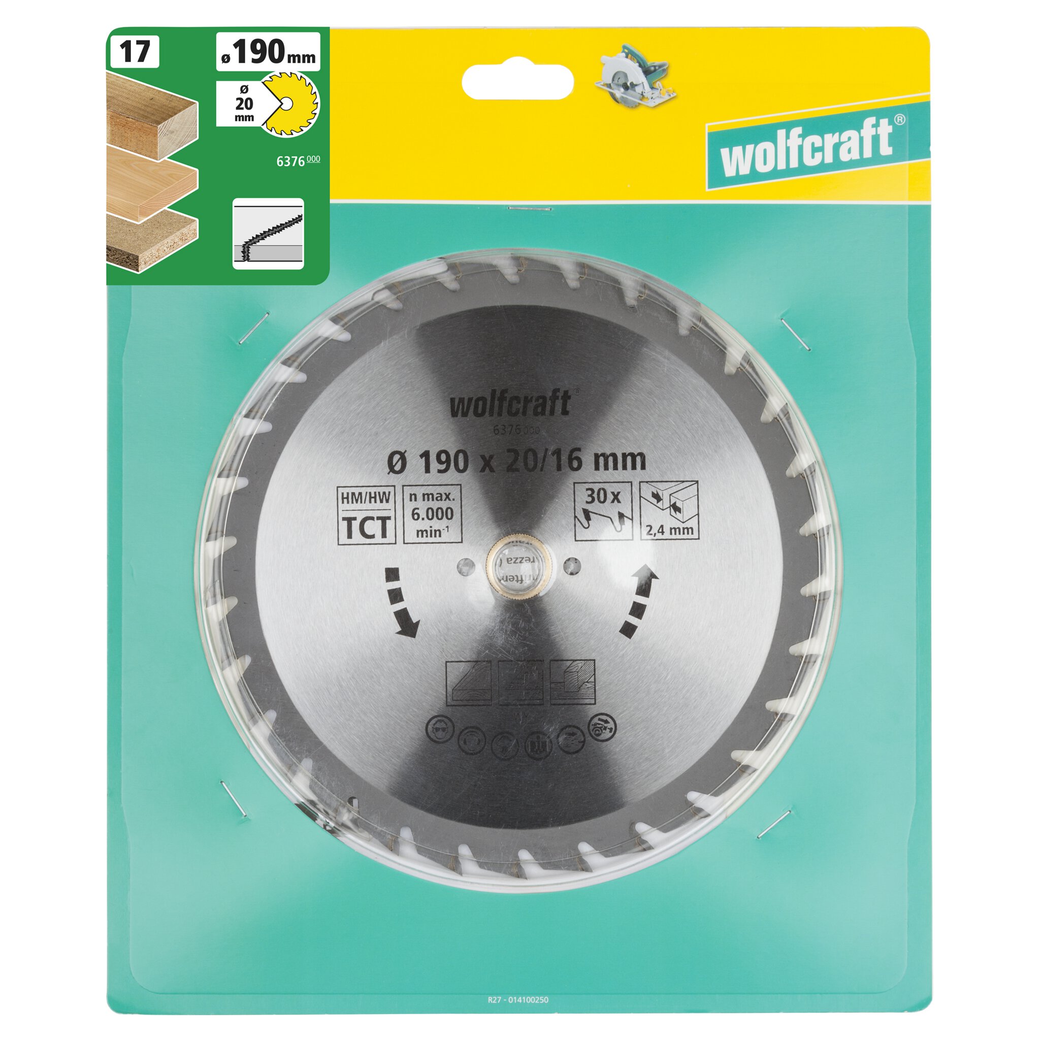 1 disco de sierra circular CT, 30 dientes ø190 mm