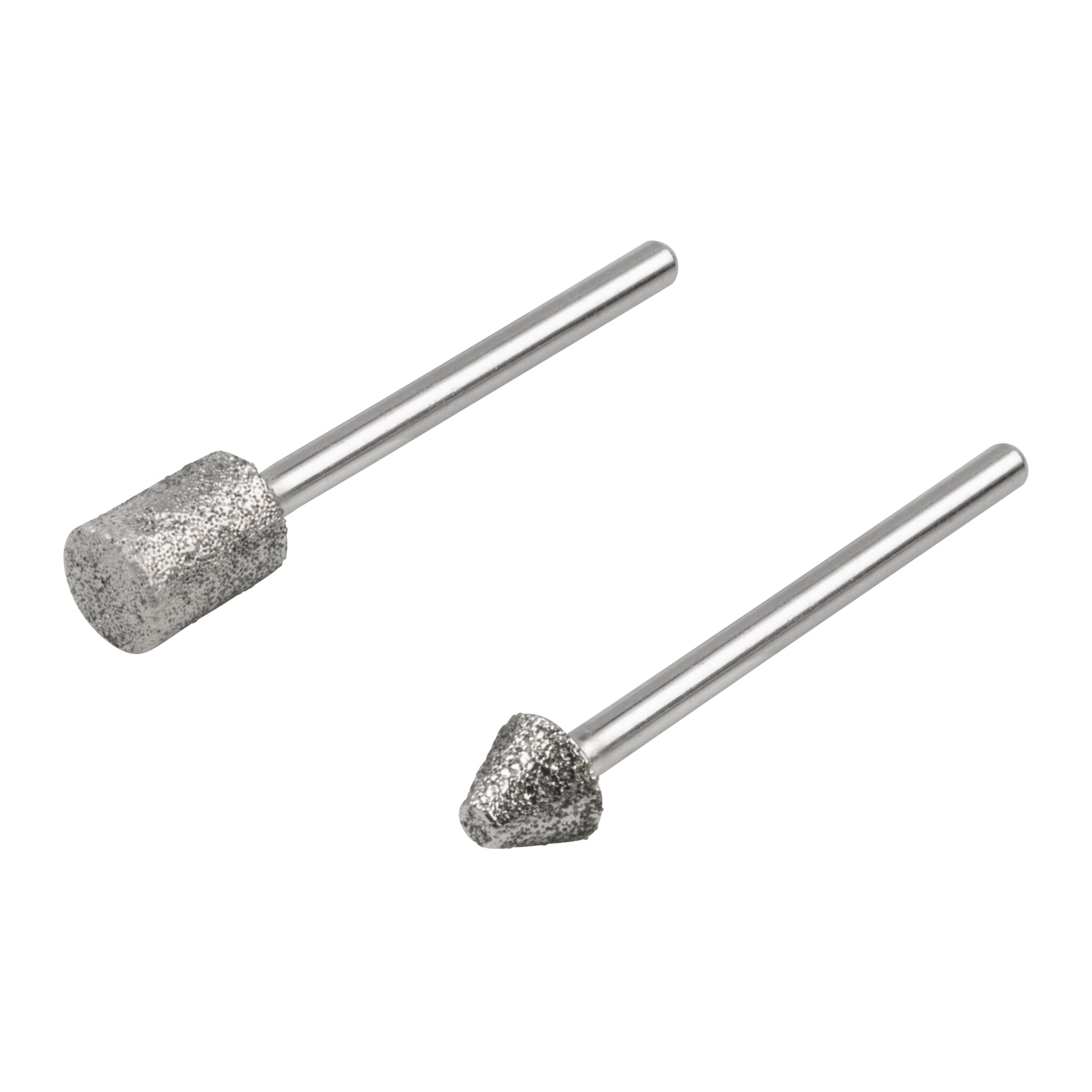 Juego de minimuelas de diamante, cilíndricas y cónicas en punta, 2 piezas