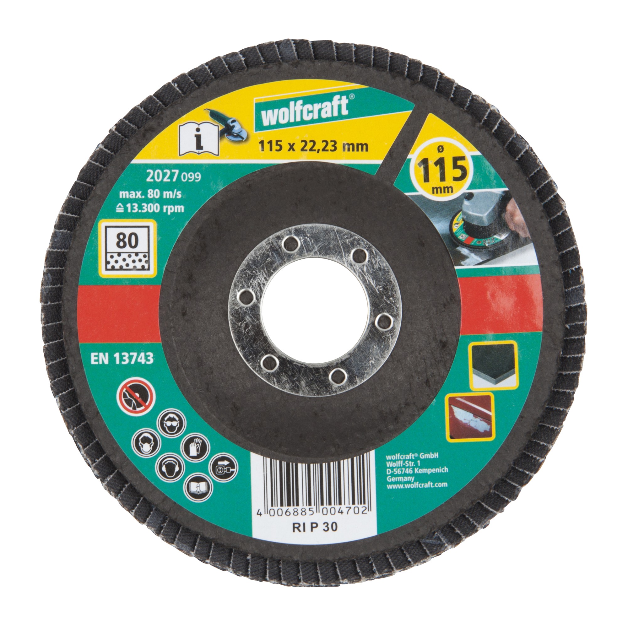 1 disco de láminas abrasivo WS, grano 80 Ø 115 mm