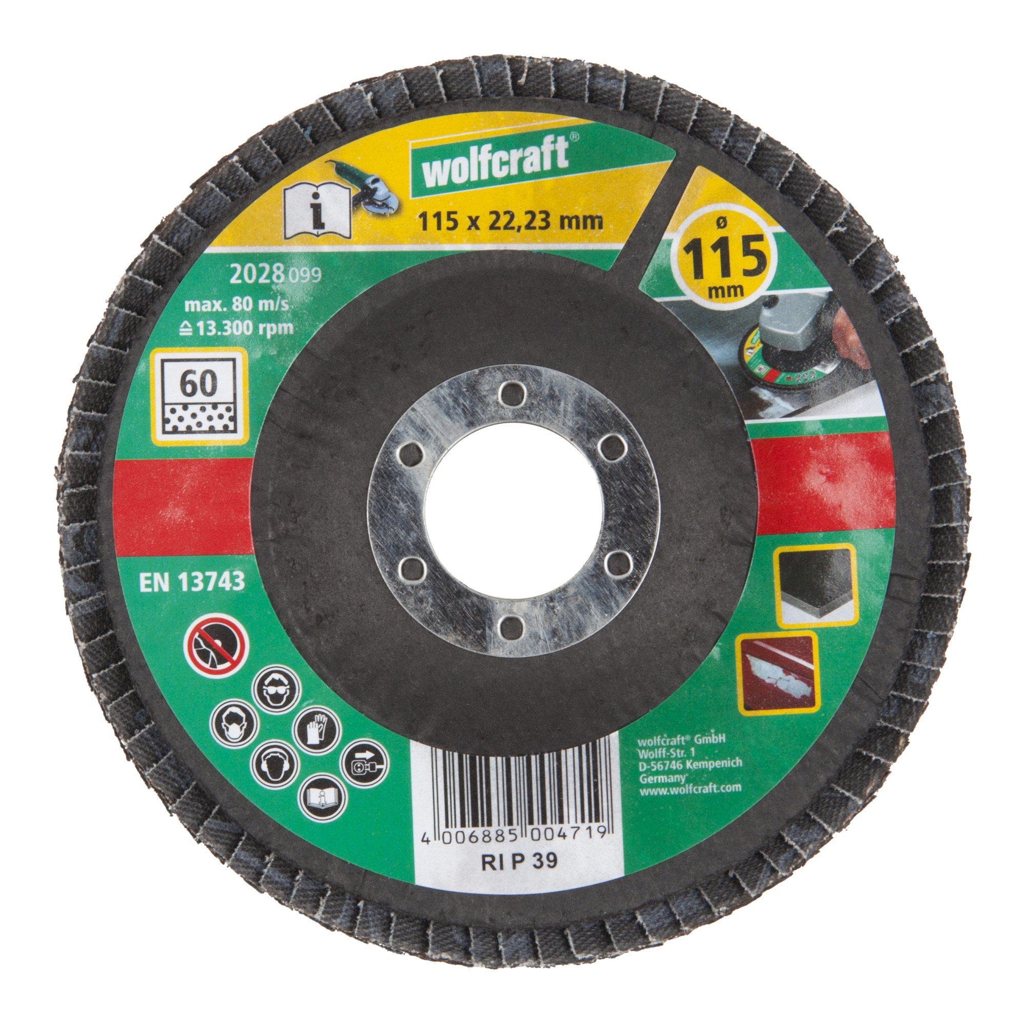 1 disco de láminas abrasivo WS, grano 60 Ø 115 mm