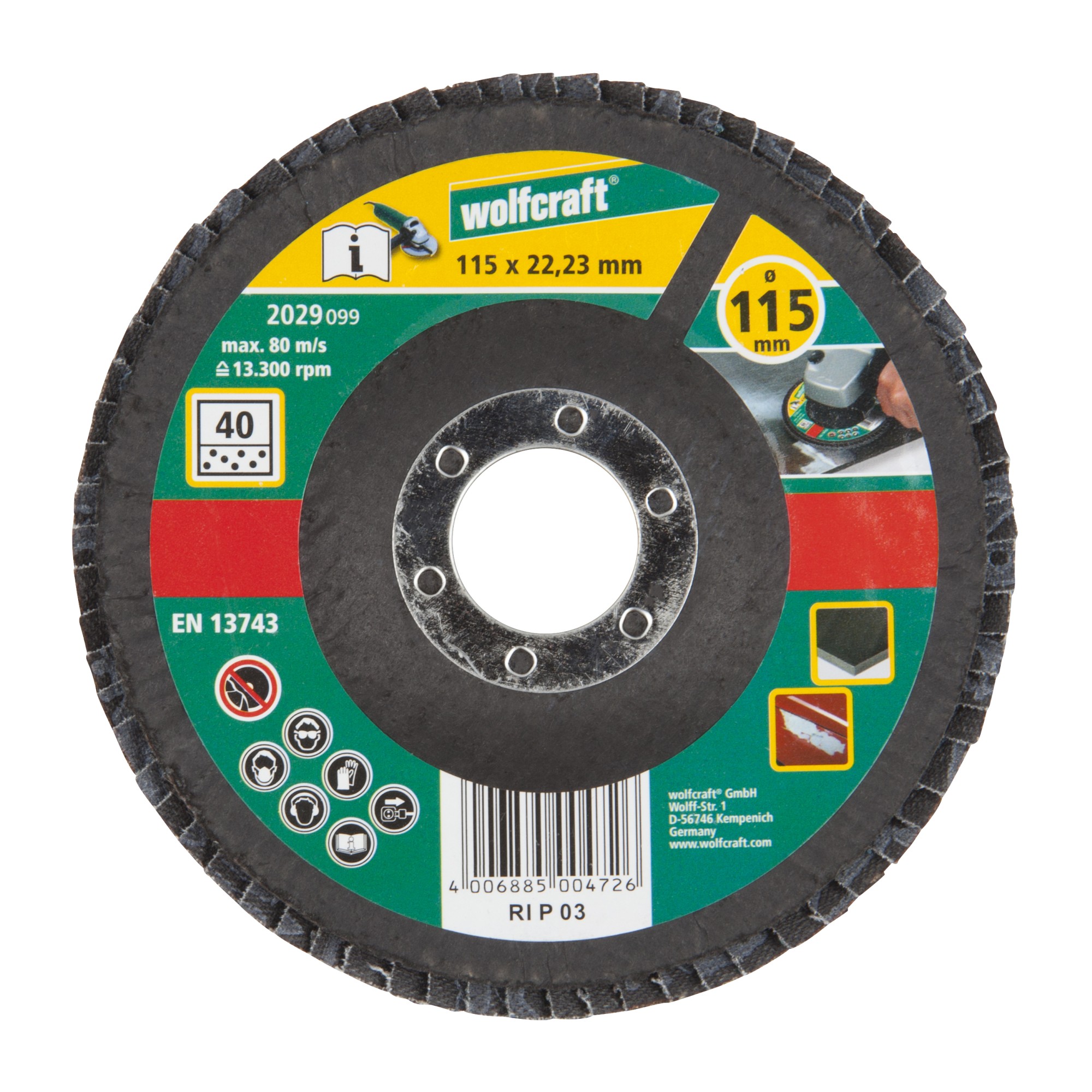 1 disco de láminas abrasivo WS, grano 40 Ø 115 mm