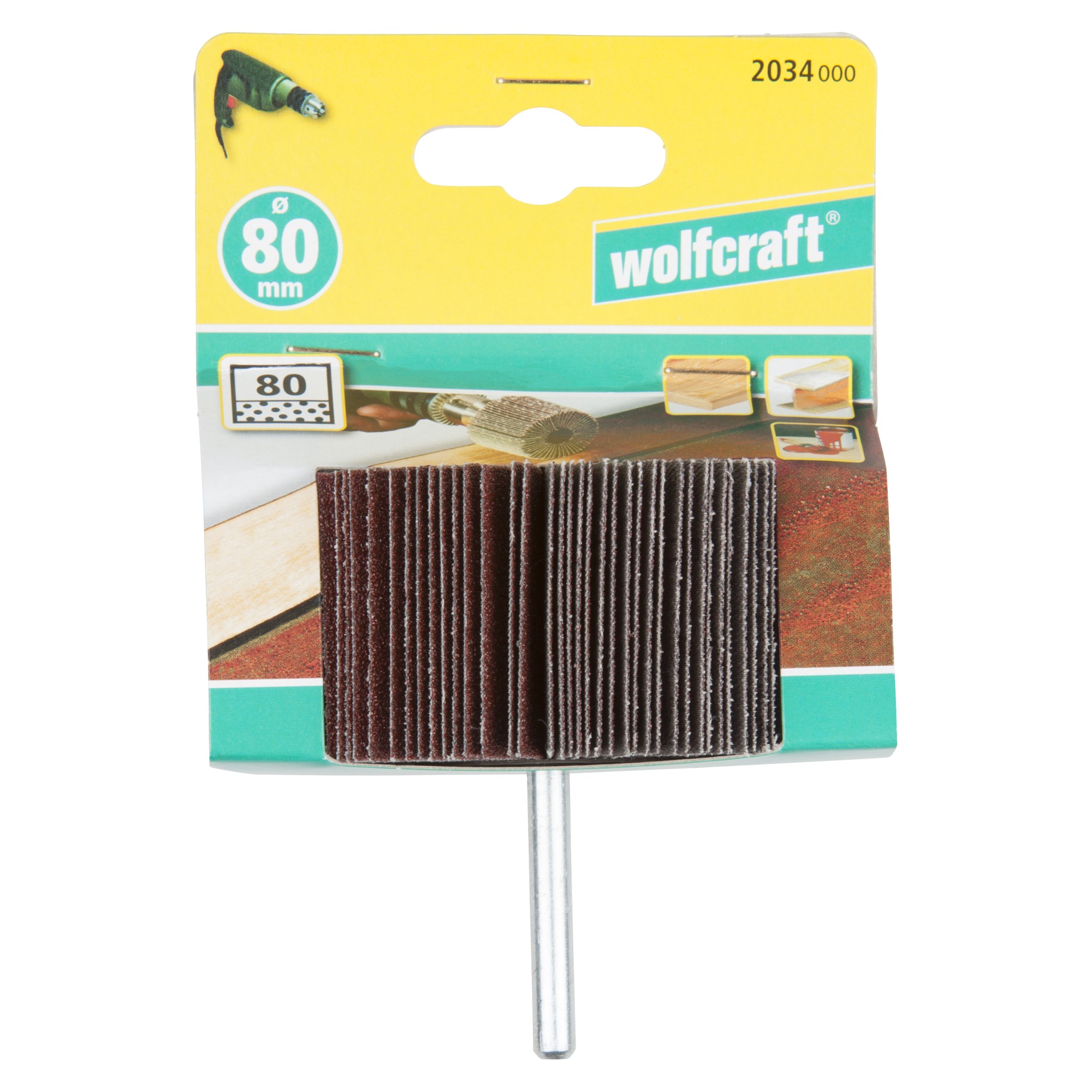 1 cepillo milhojas rectificador, vást. 6 mm, grano 80 ø80 x 40 mm