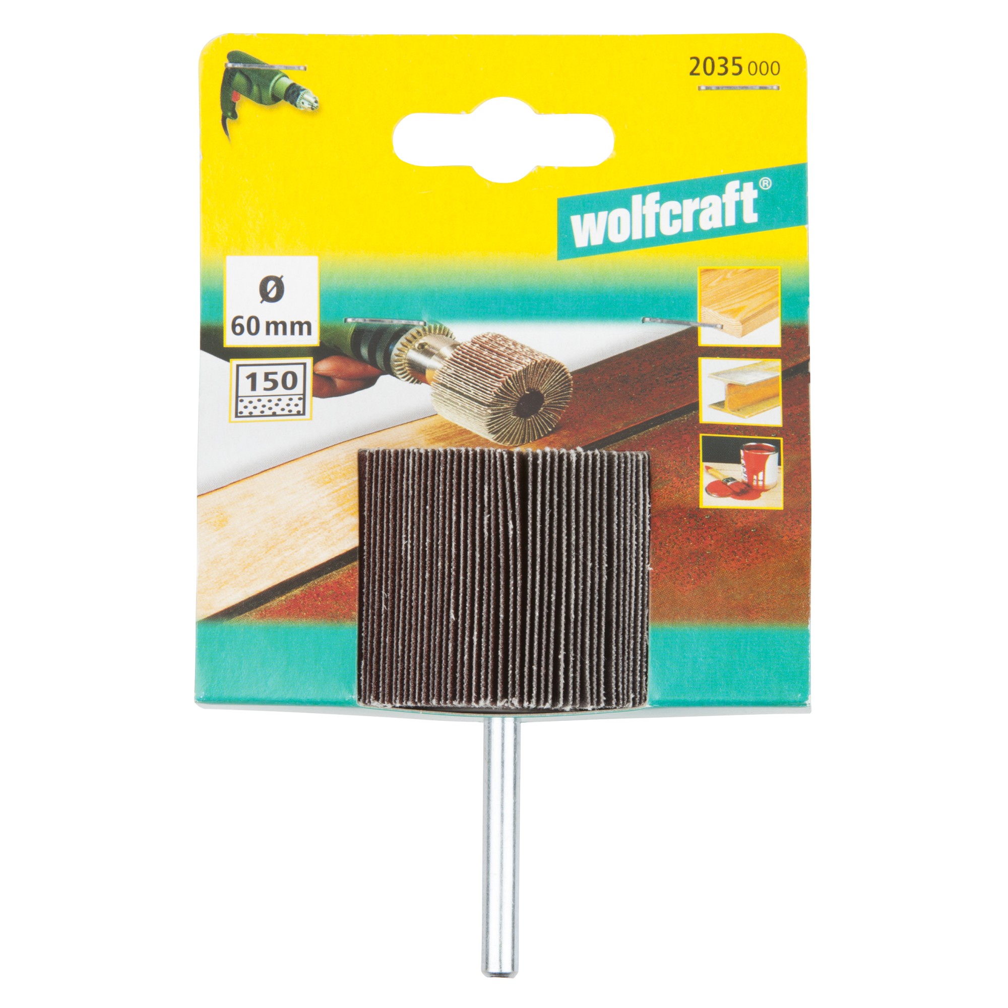 1 cepillo milhojas rectificador, vást. 6 mm, grano 150 ø60 x 40 mm