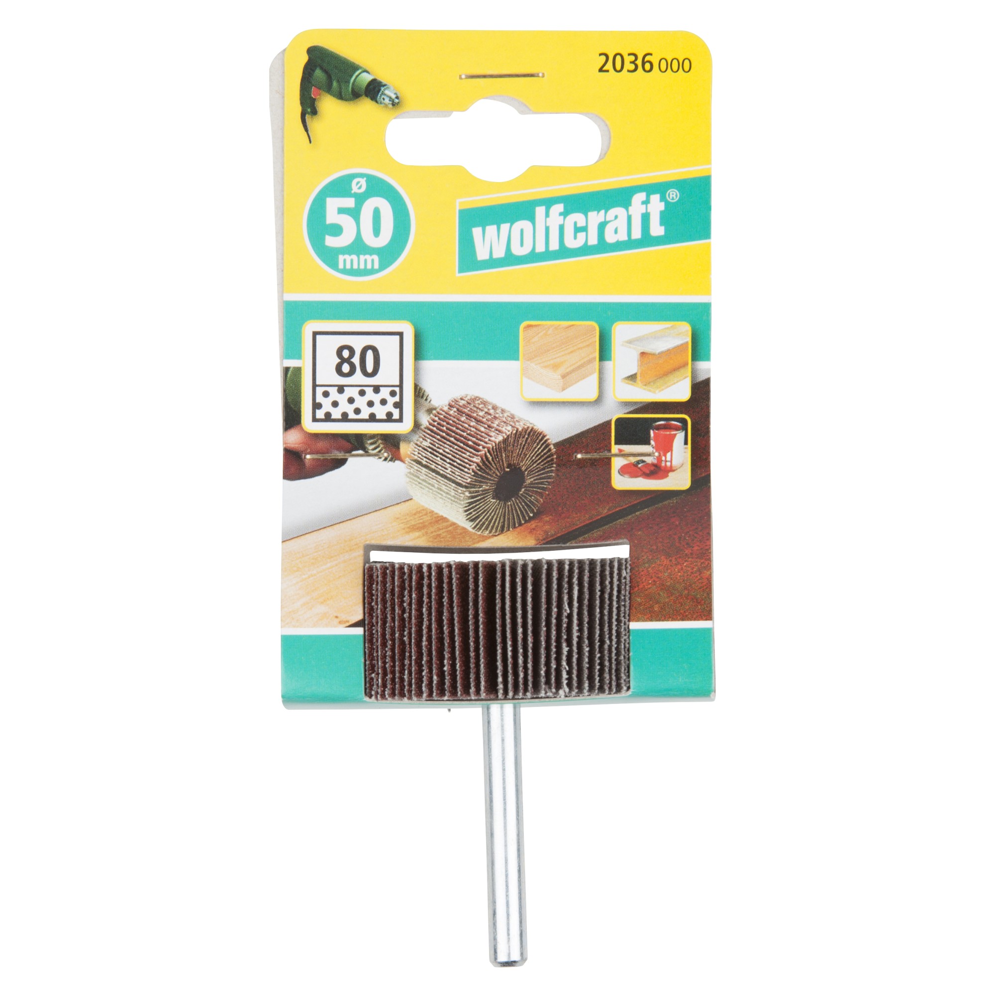 1 cepillo milhojas rectificador, vást. 6 mm, grano 80 ø50 x 20 mm