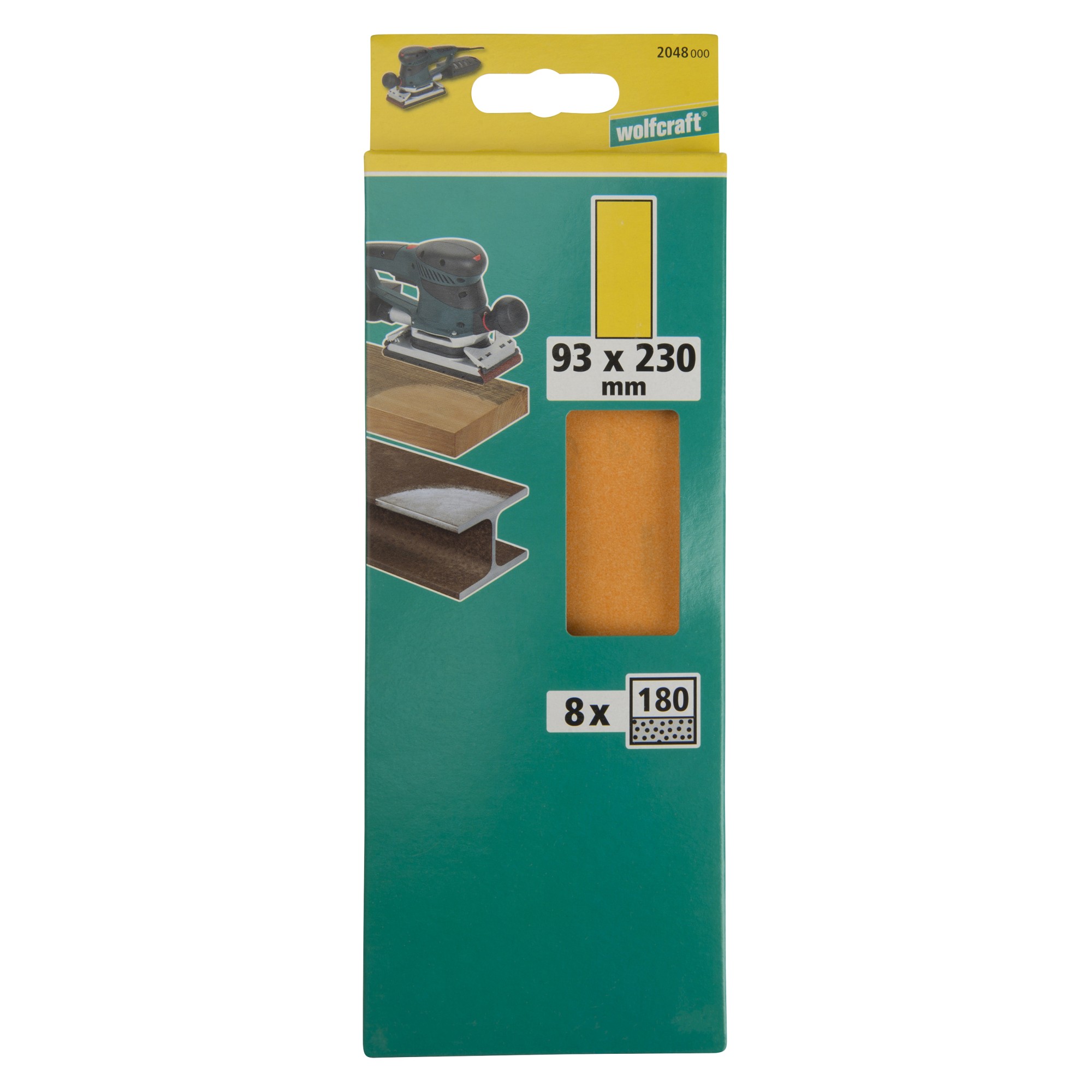 8 hojas de lijar de corindón, grano 180, 93 x 230 mm