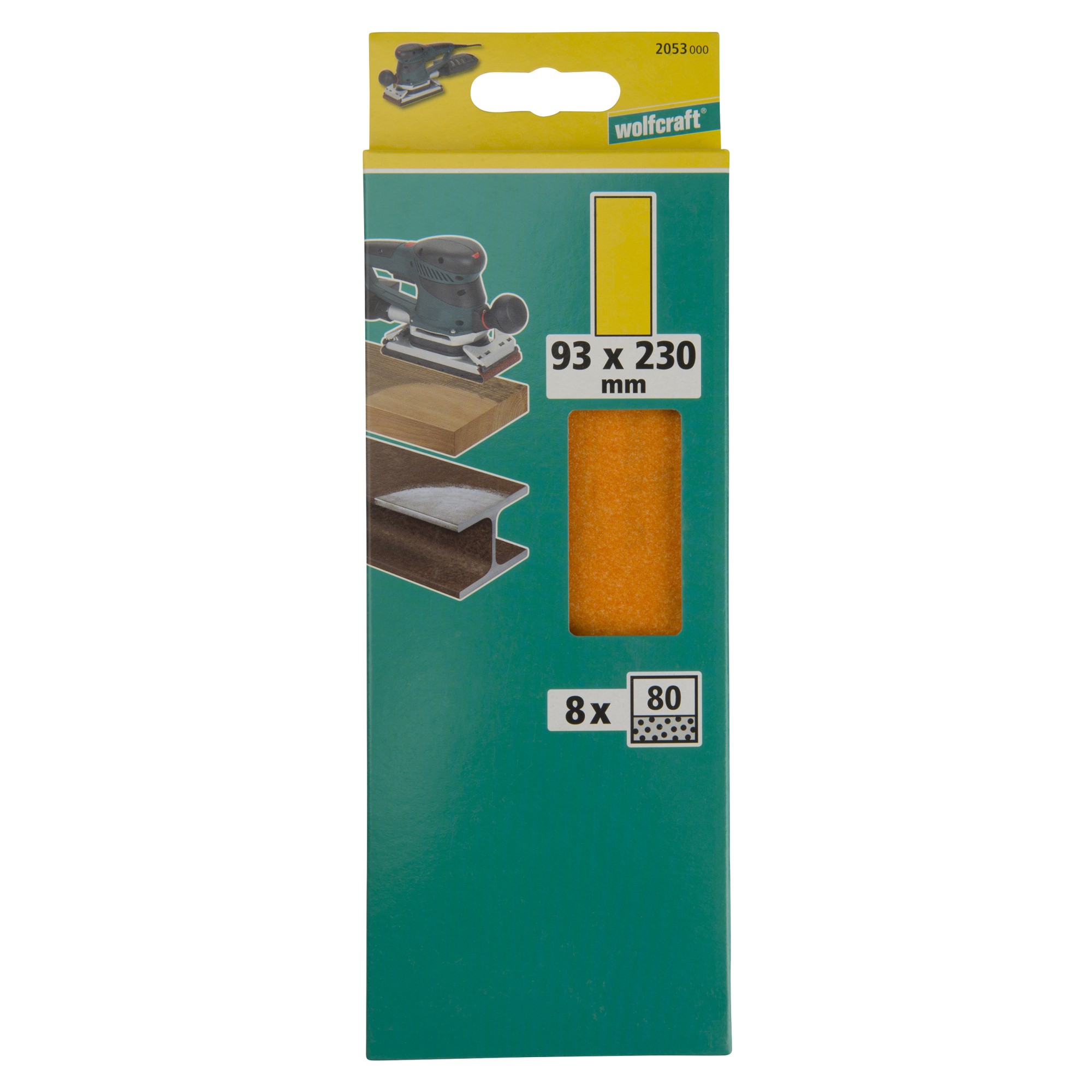 8 hojas de lijar de corindón, grano 80, 93 x 230 mm