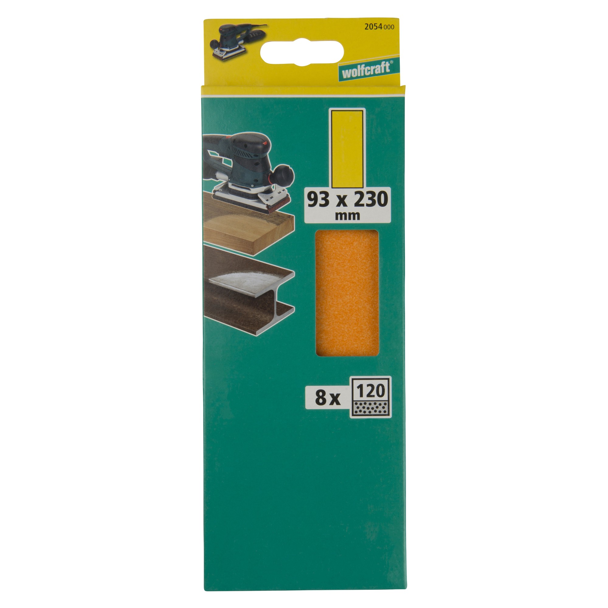 8 hojas de lijar de corindón, grano 120, 93 x 230 mm