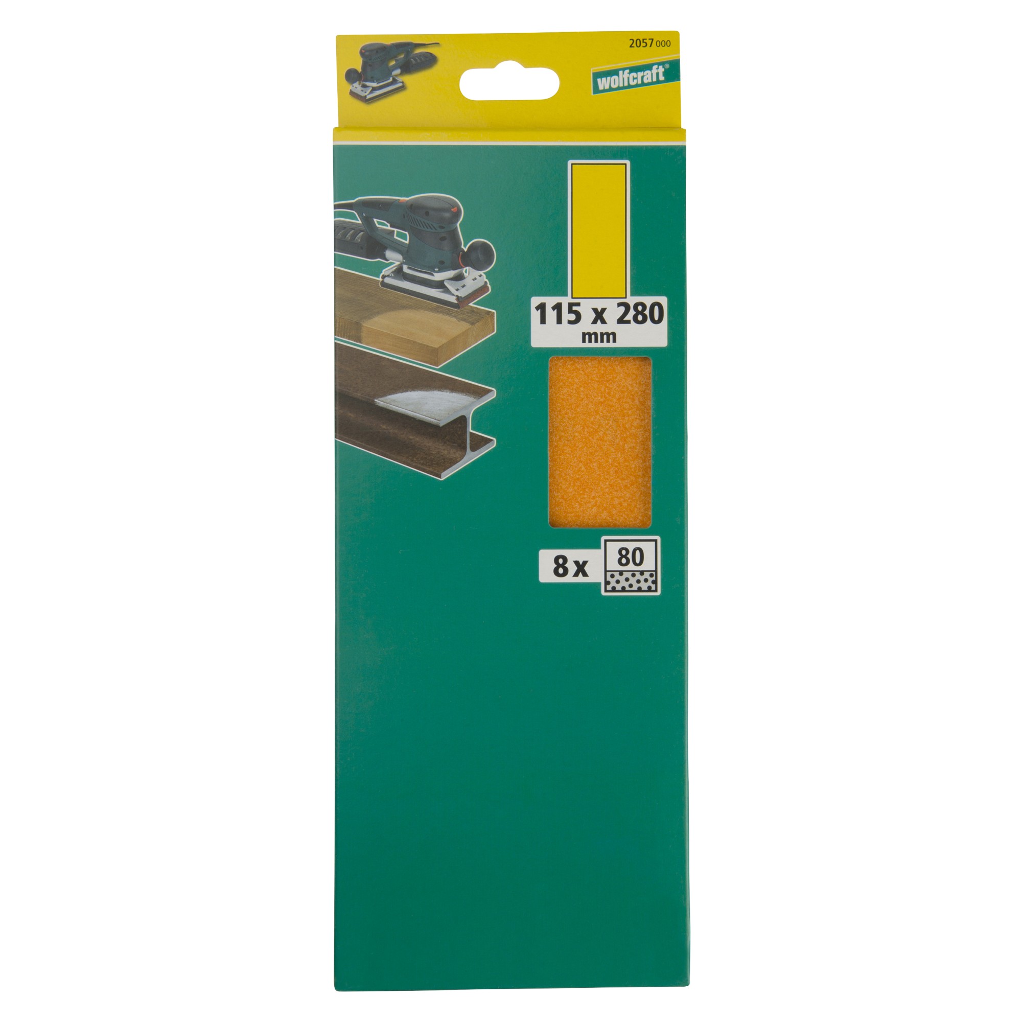 8 hojas de lijar de corindón, grano 80, 115 x 280 mm