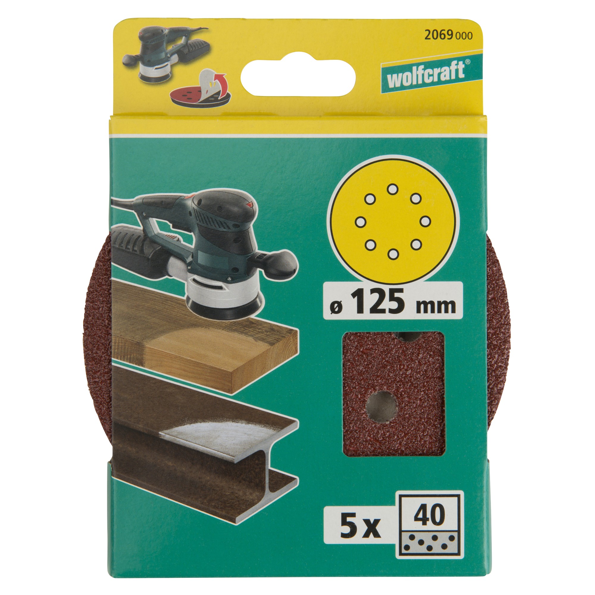 5 discos adhesivos de lijar Corindón, para exc., grano 40 Ø 125