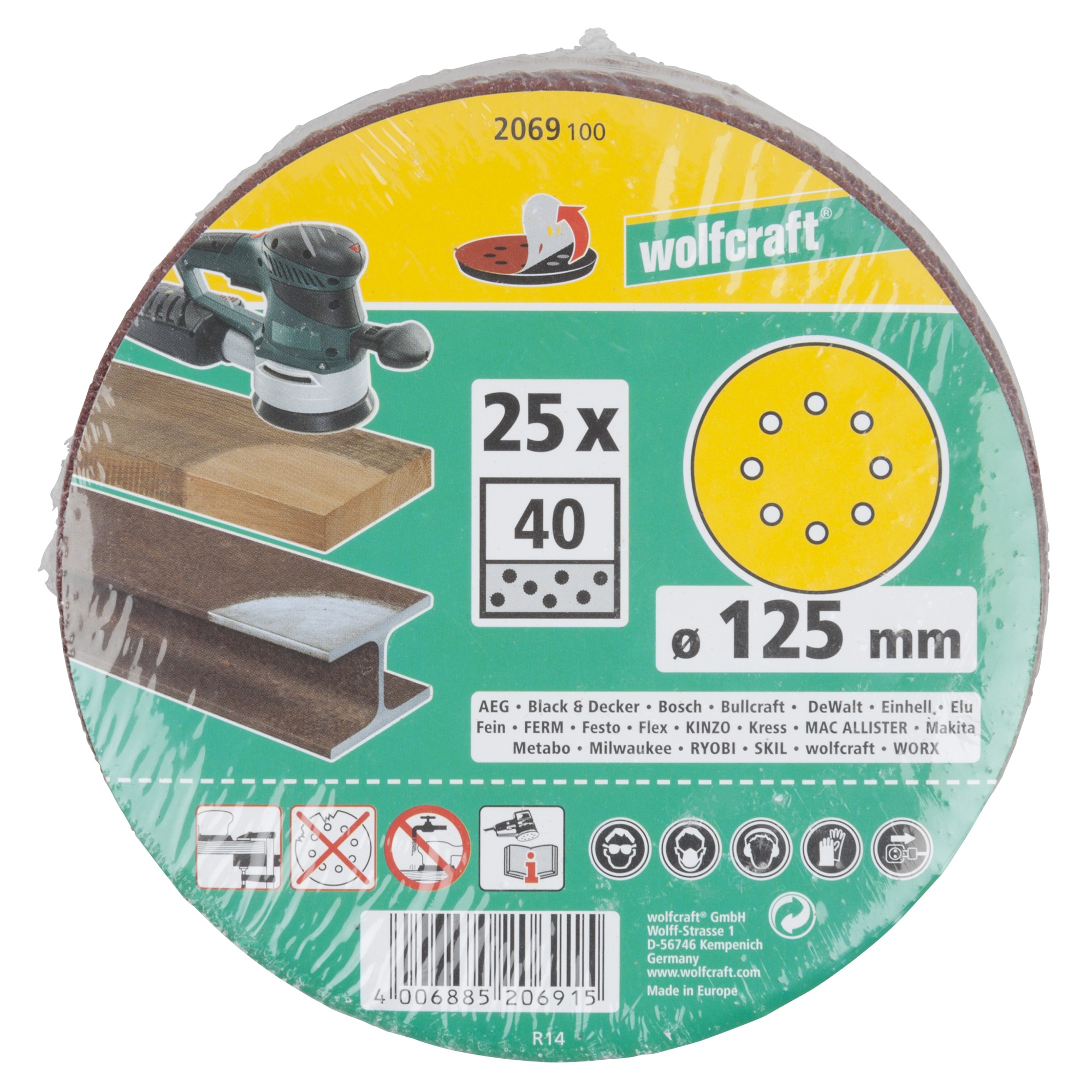 25 discos adhesivos de lijar Corindón, para exc., grano 40 Ø 125