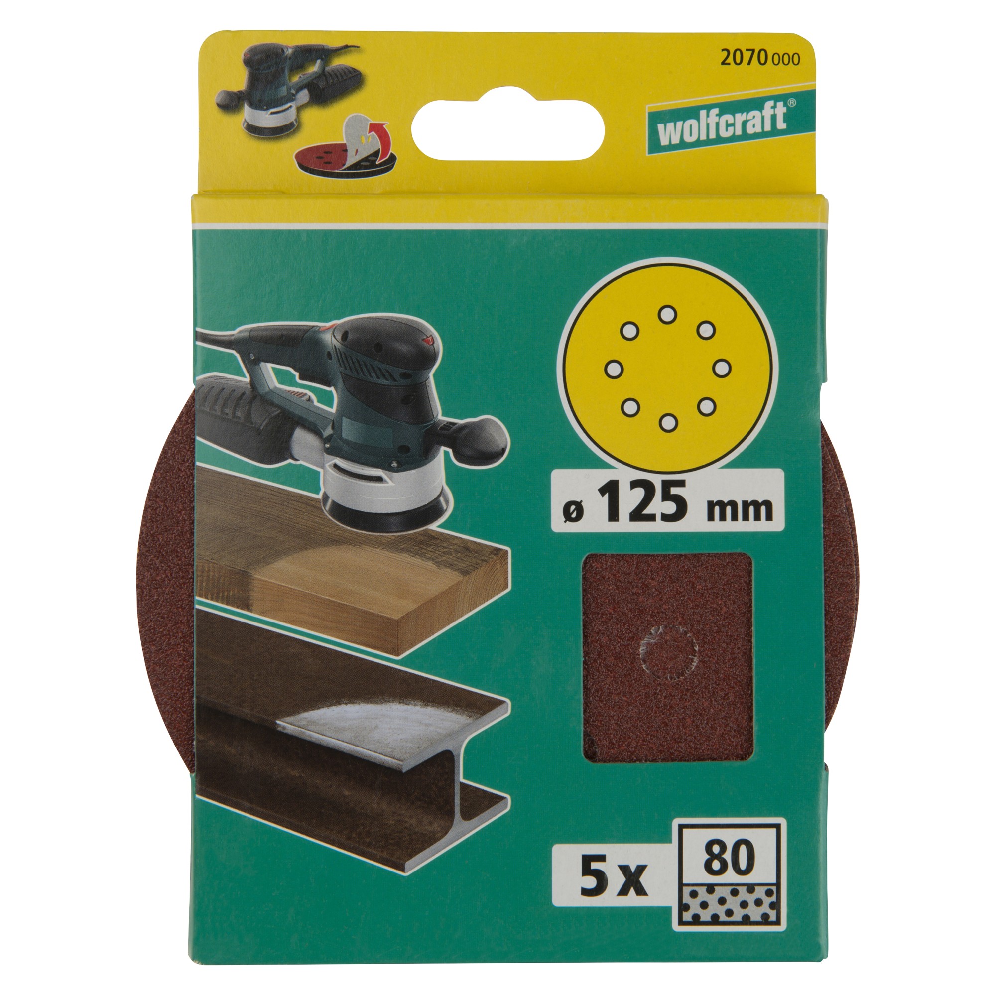 5 discos adhesivos de lijar Corindón, para exc., grano 80 Ø 125