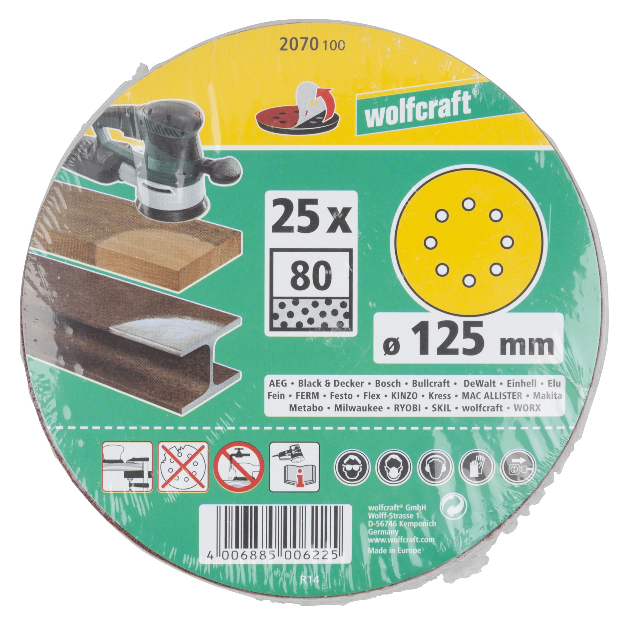 25 discos adhesivos de lijar Corindón, para exc., grano 80 Ø 125