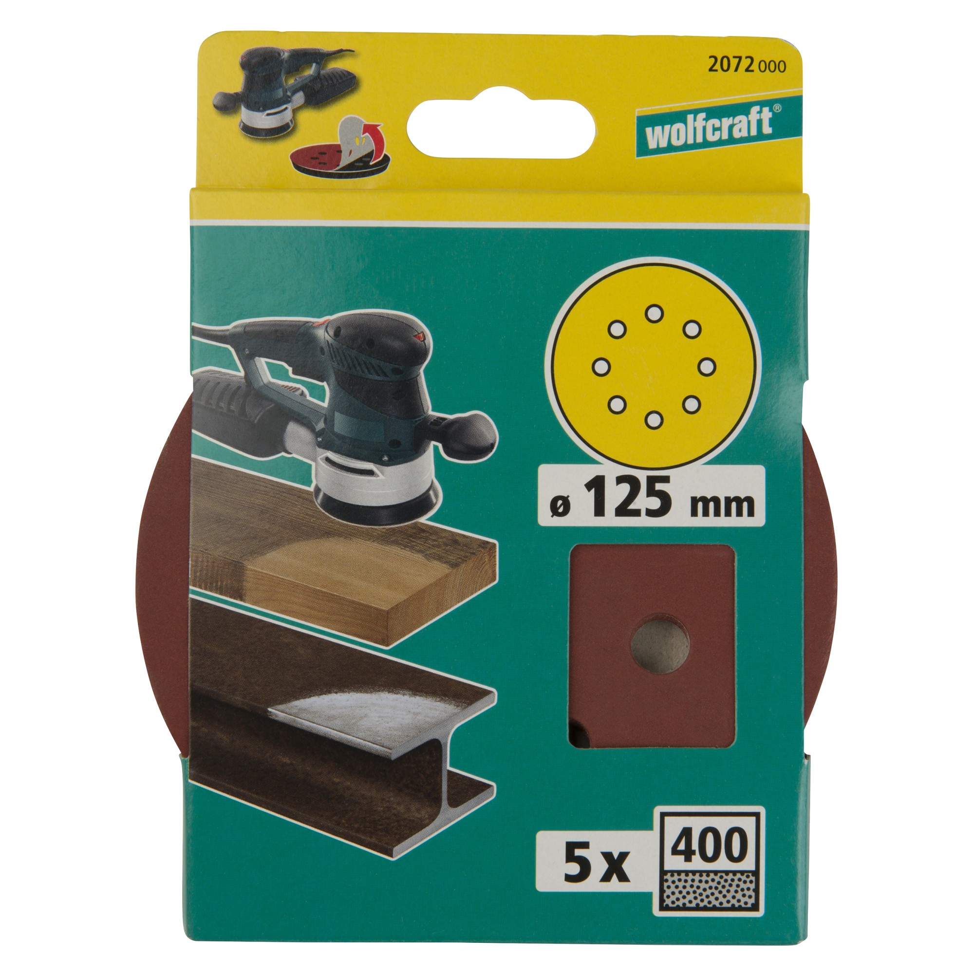 5 discos adhesivos de lijar Corindón, para exc., grano 400 Ø 125