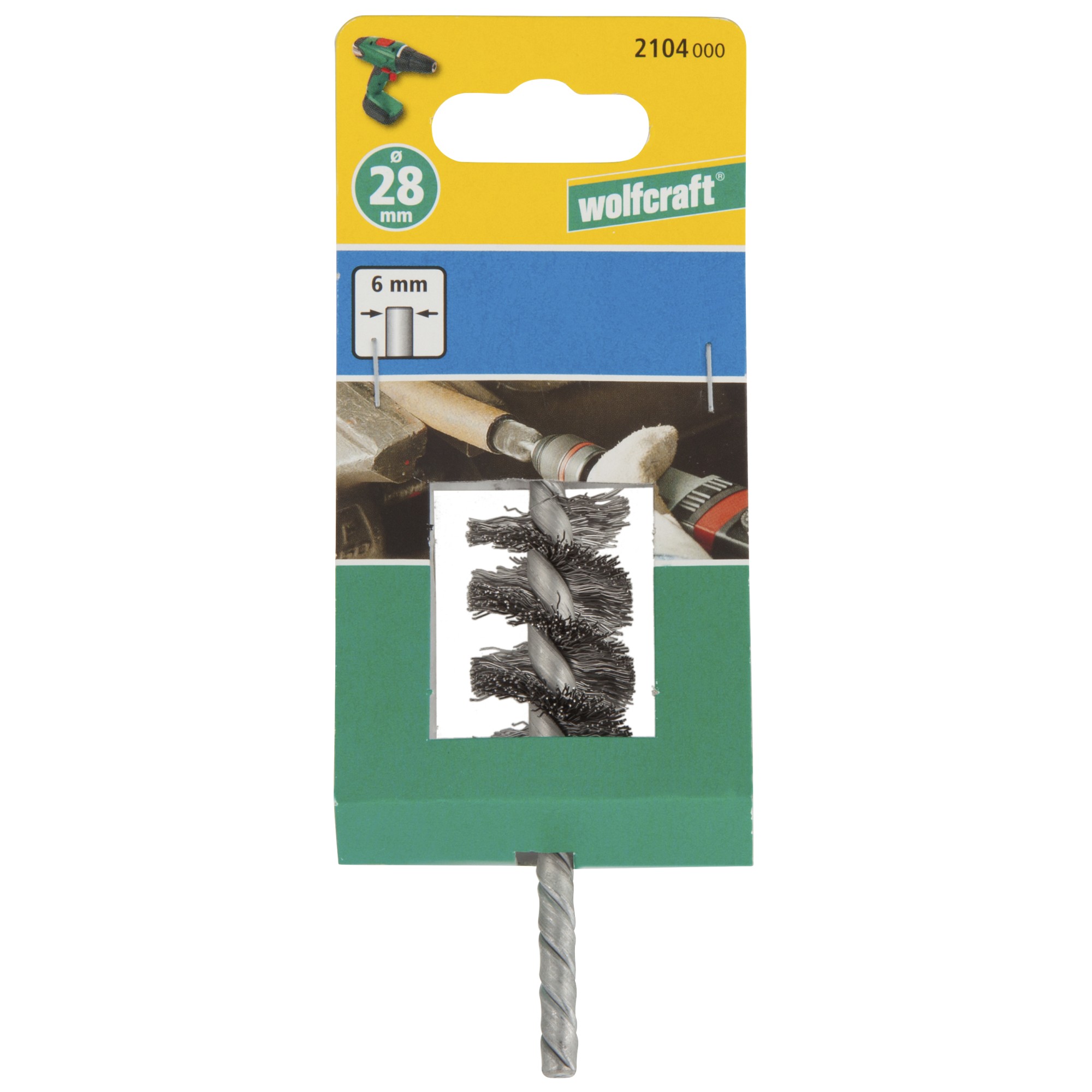 1 cepillo cilíndrico de alambre de acero Ø 28 x 60 x 95 mm