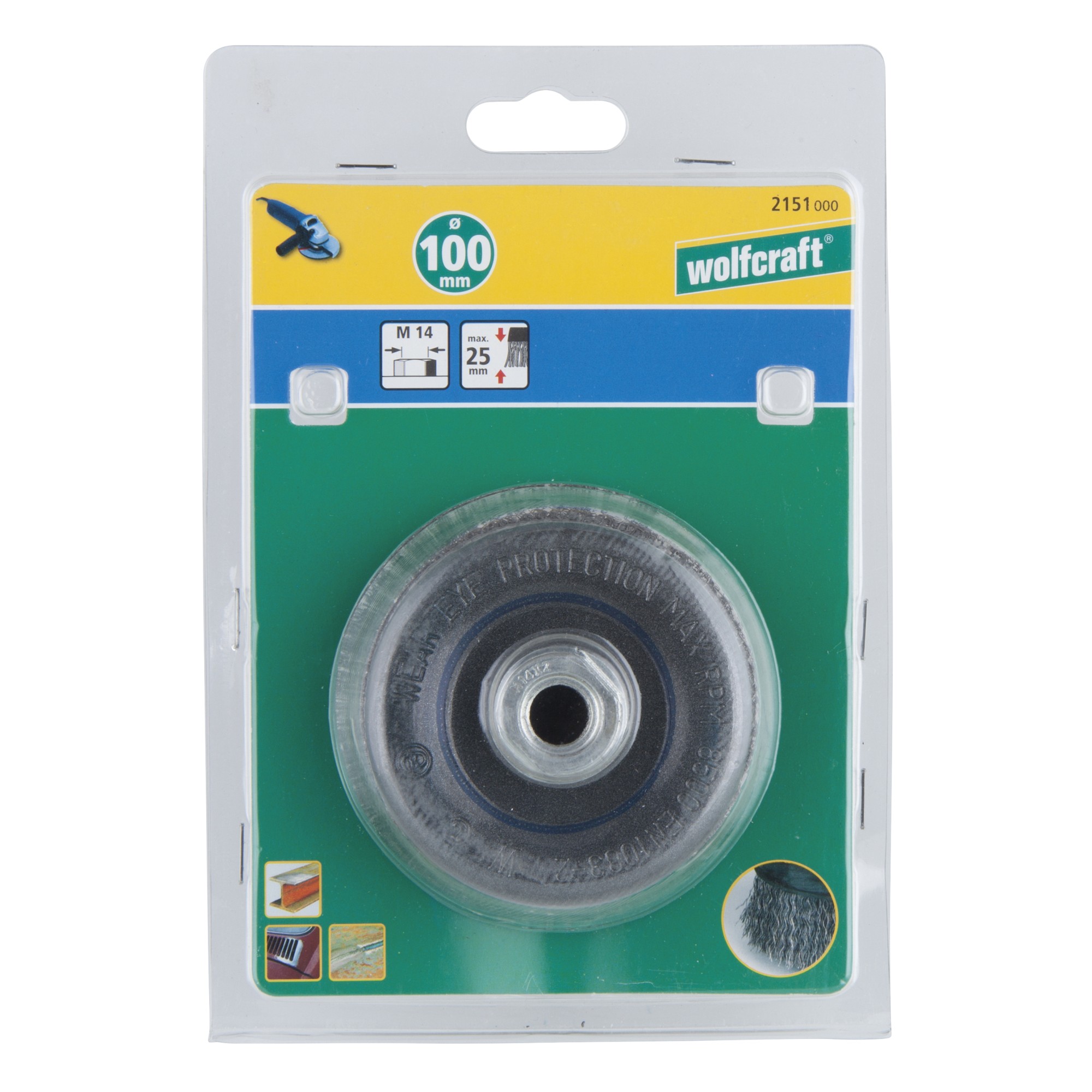 1 cepillo de copa de alambre de acero, WS M14 Ø 100 mm