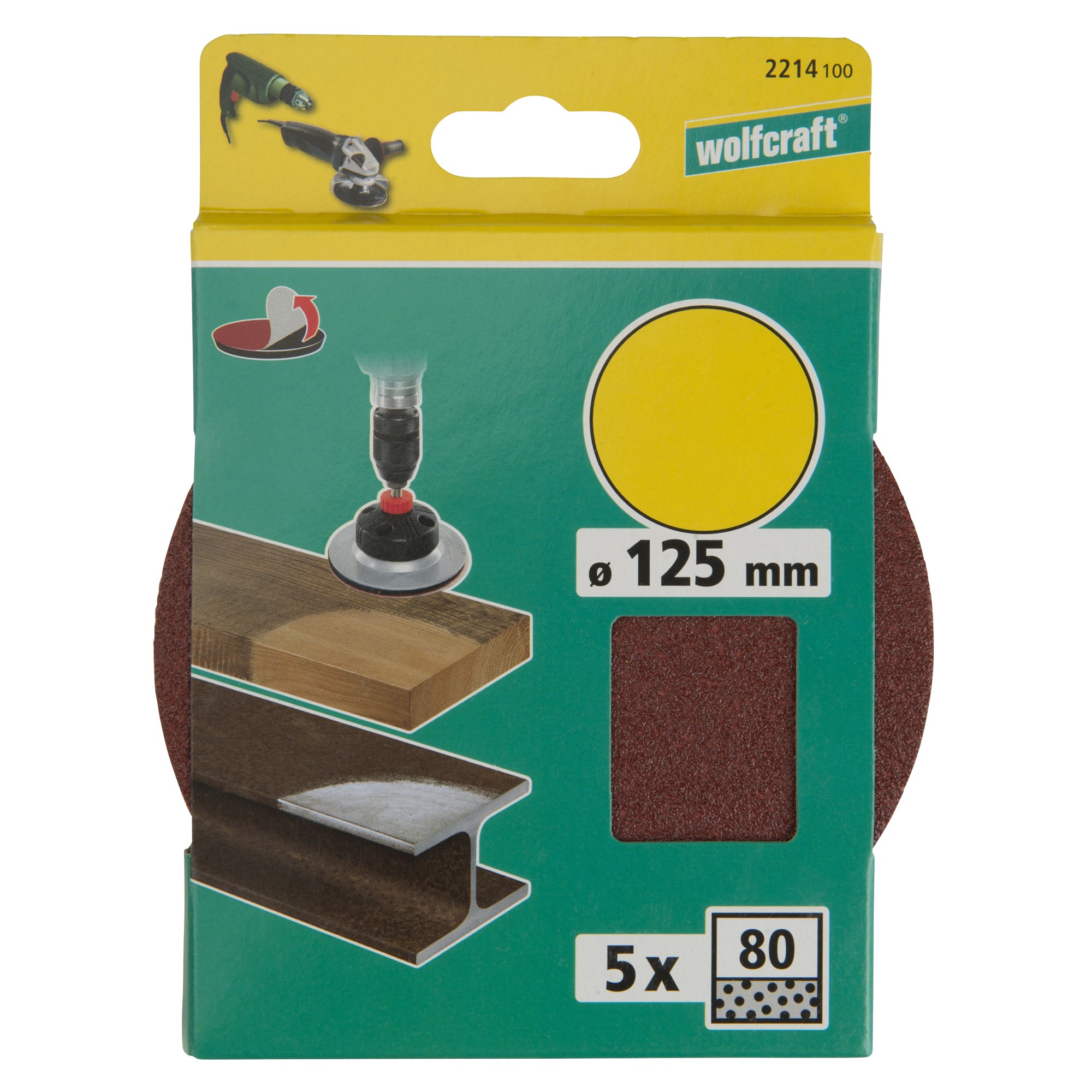 5 discos adhesivos de lijar Corindón, grano 80, Ø 125 mm