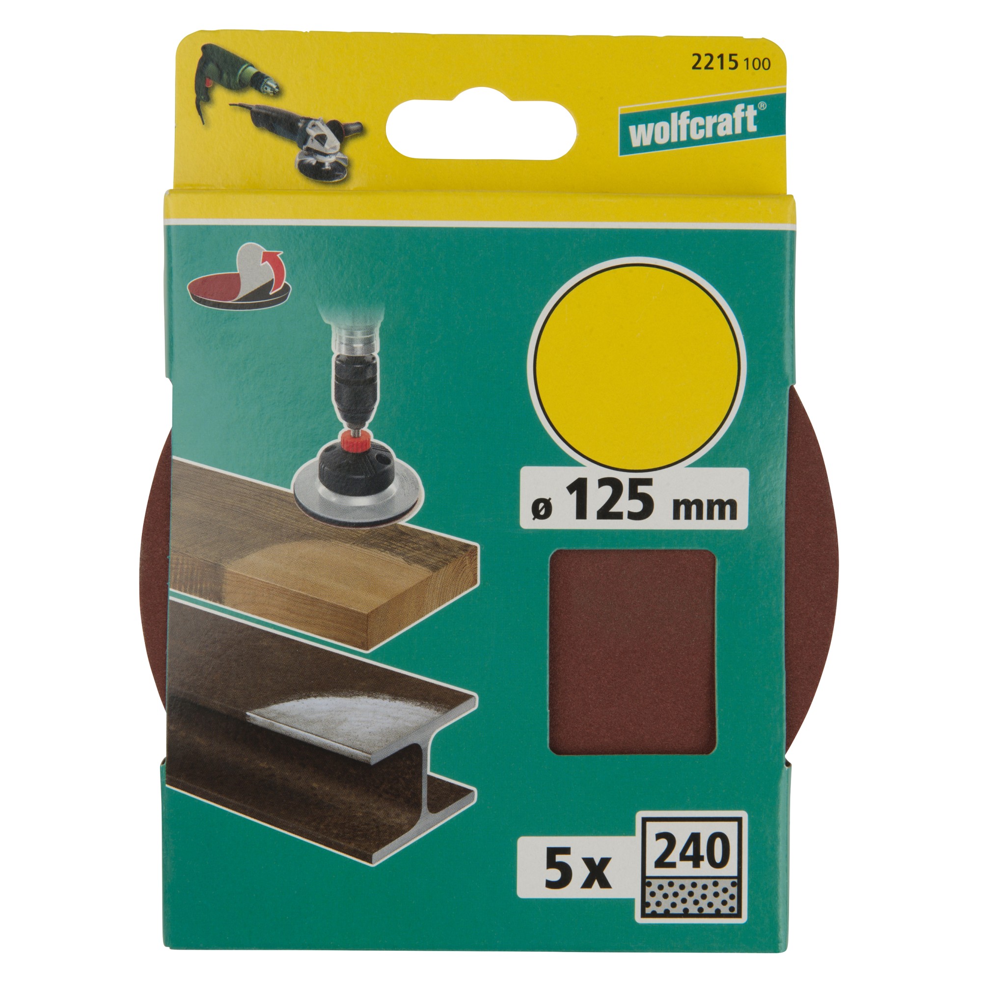 5 discos adhesivos de lijar Corindón, grano 240, Ø 125 mm