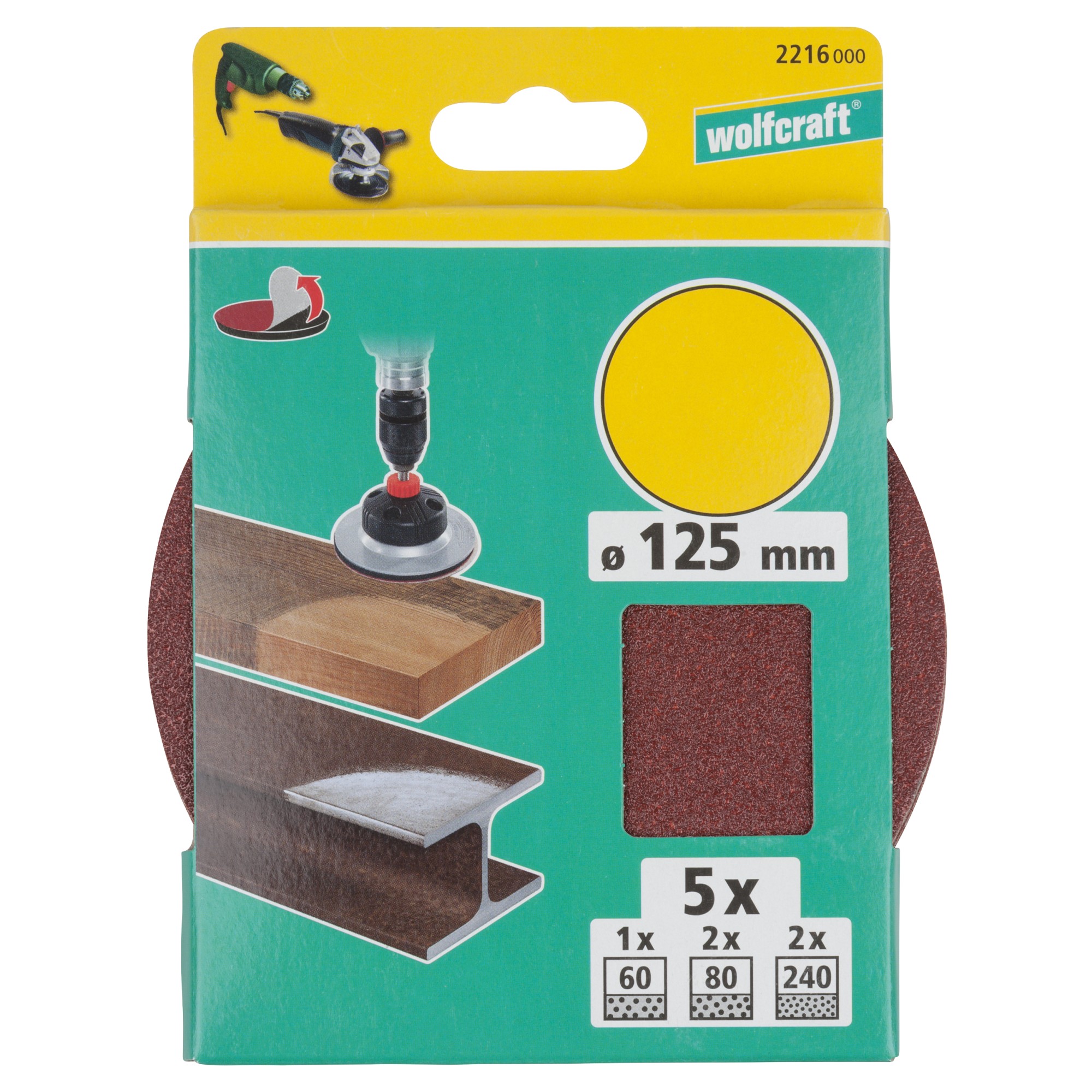 1 juego de discos adhesivos de lijar de 5 piezas, corindón Ø 125