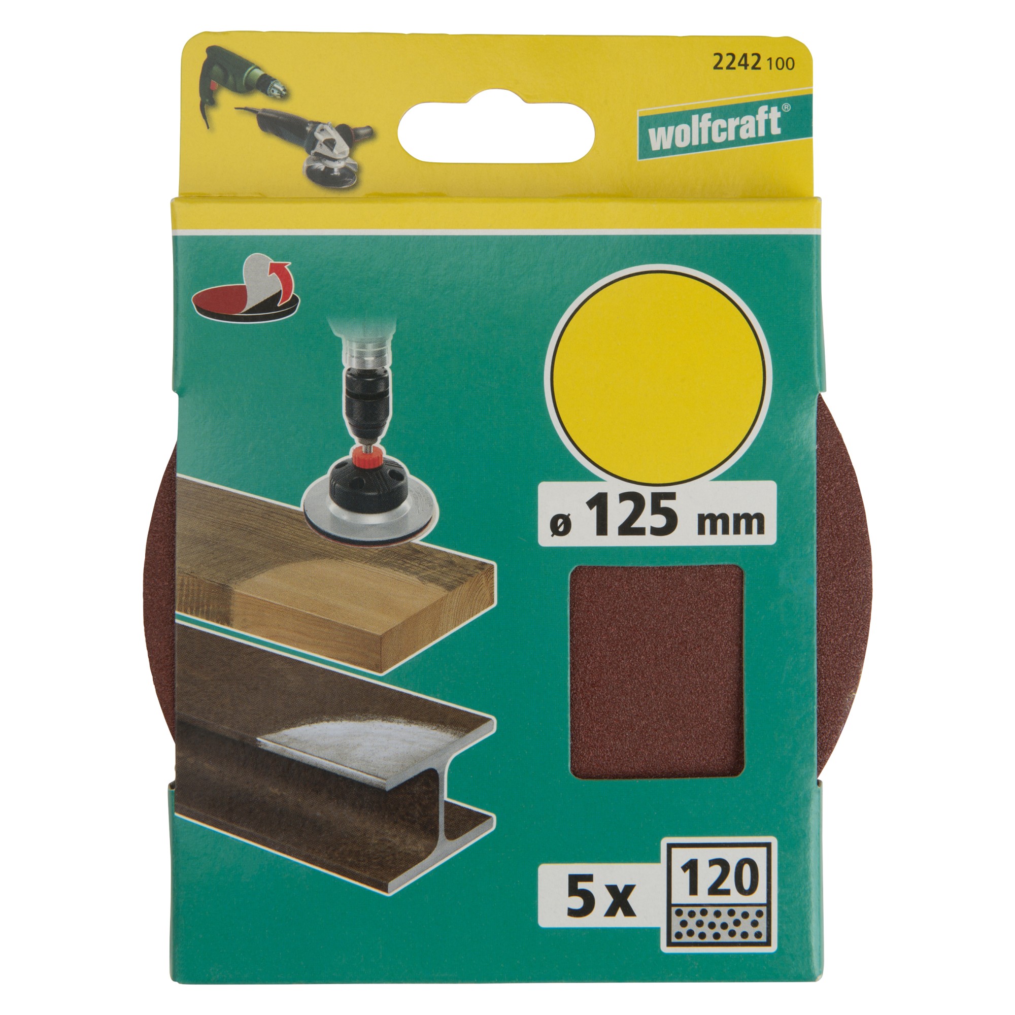 5 discos adhesivos de lijar Corindón, grano 120, Ø 125 mm