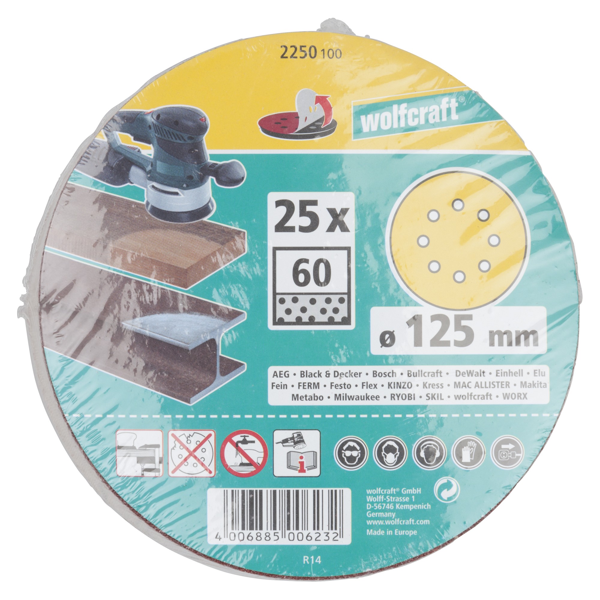 25 discos adhesivos de lijar Corindón, para exc., grano 60 Ø 125