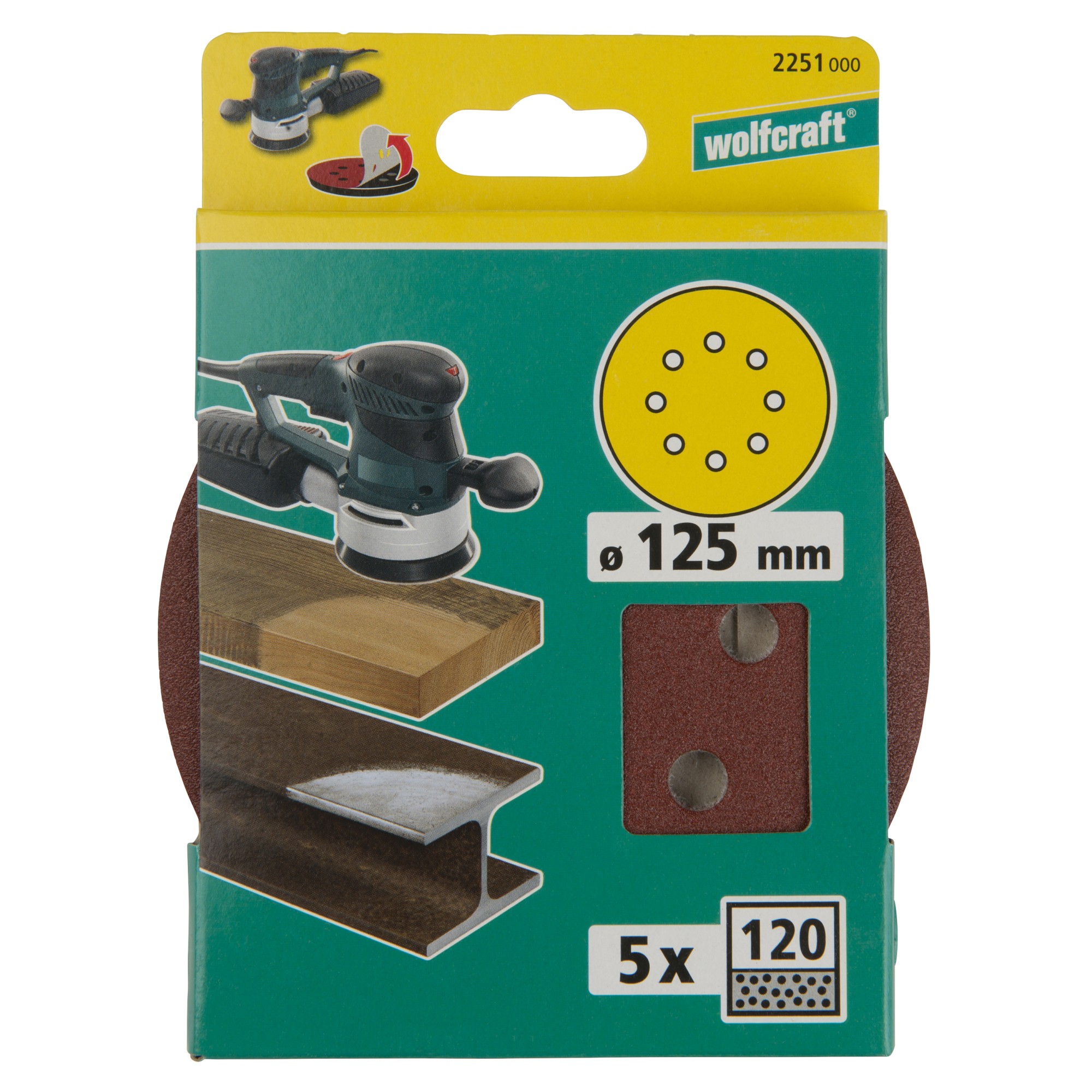 5 discos adhesivos de lijar Corindón, para exc., grano 120 Ø 125