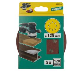 5 discos adhesivos de lijar Corindón, para exc., grano 120 Ø 125