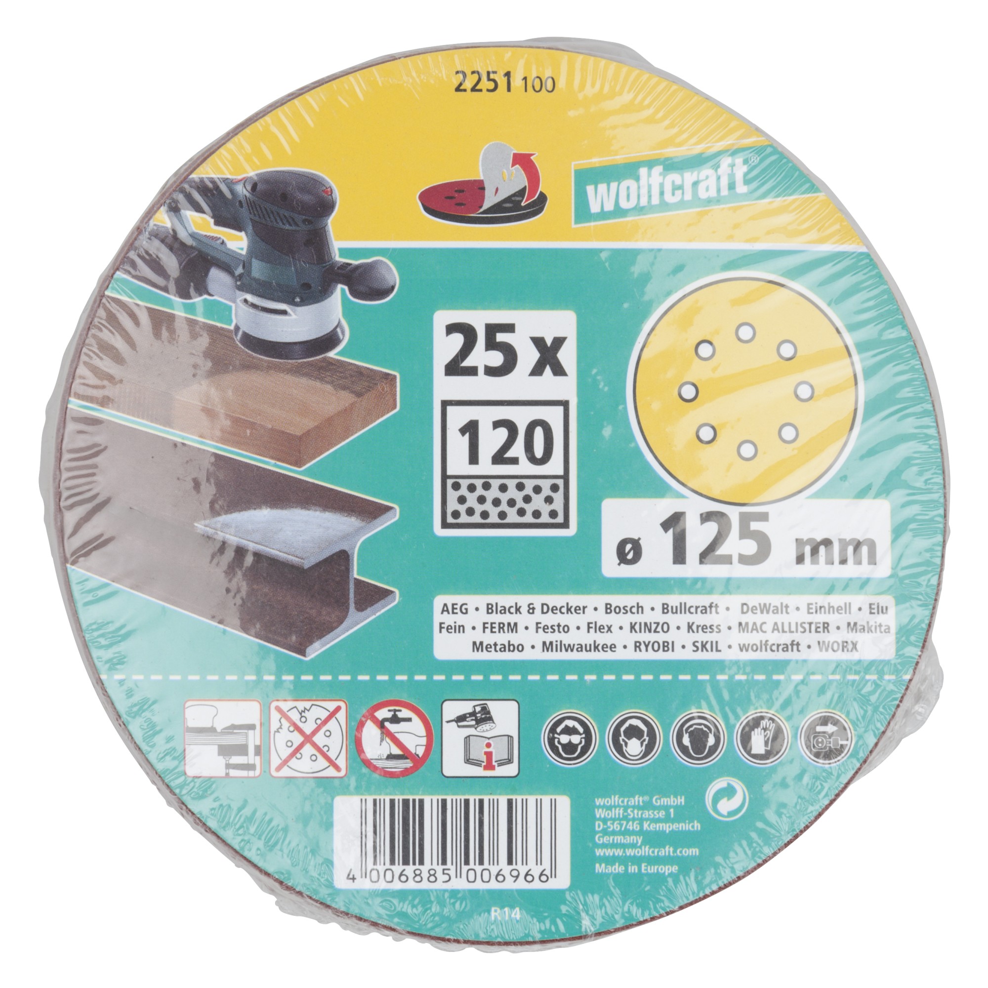 25 discos adhesivos de lijar Corindón, para exc., grano 120, Ø 125