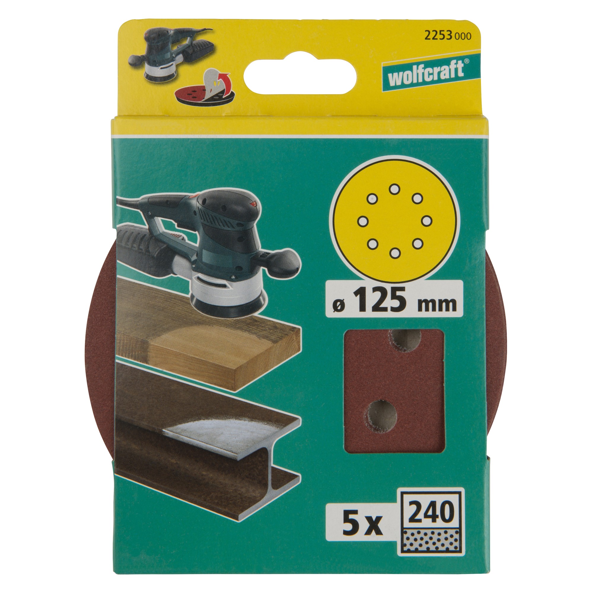 5 discos adhesivos de lijar Corindón, para exc., grano 240 Ø 125