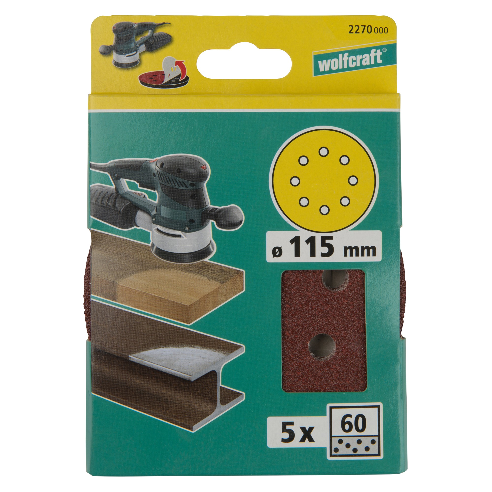 5 discos adhesivos de lijar Corindón, para exc., grano 60 Ø 115