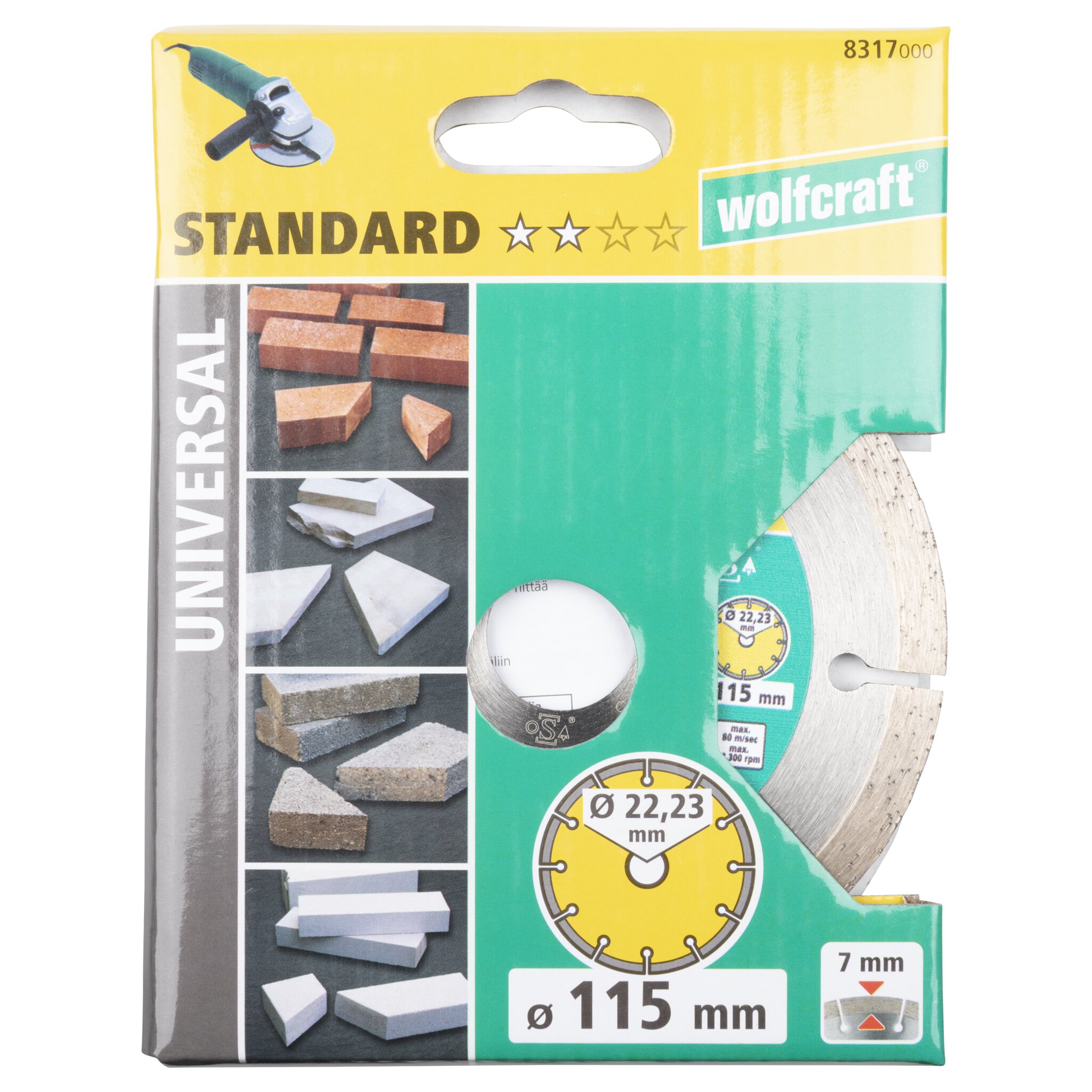 Disco de corte de diamante SOLID UNIVERSAL, diámetro de 115 mm