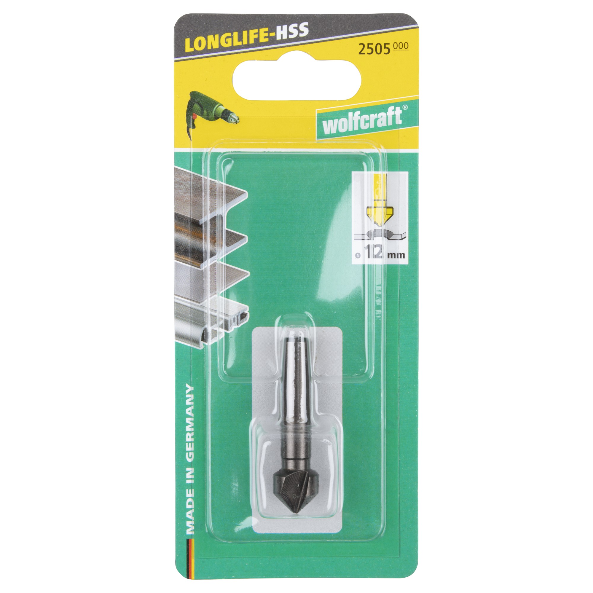 Avellanador cónico HSS, vástago redondo