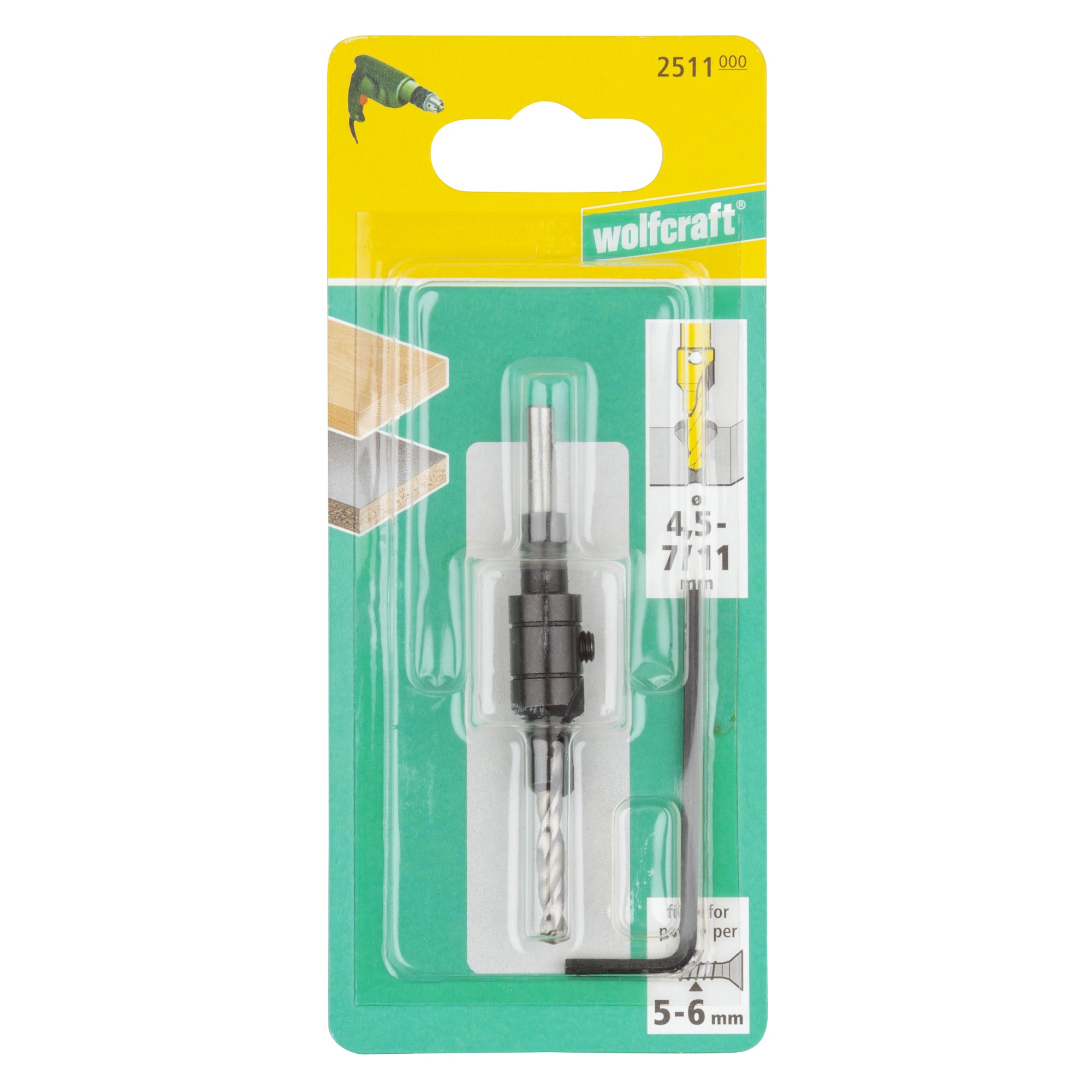 1 broca con avellanador Ø 4,5 - 11,0 mm