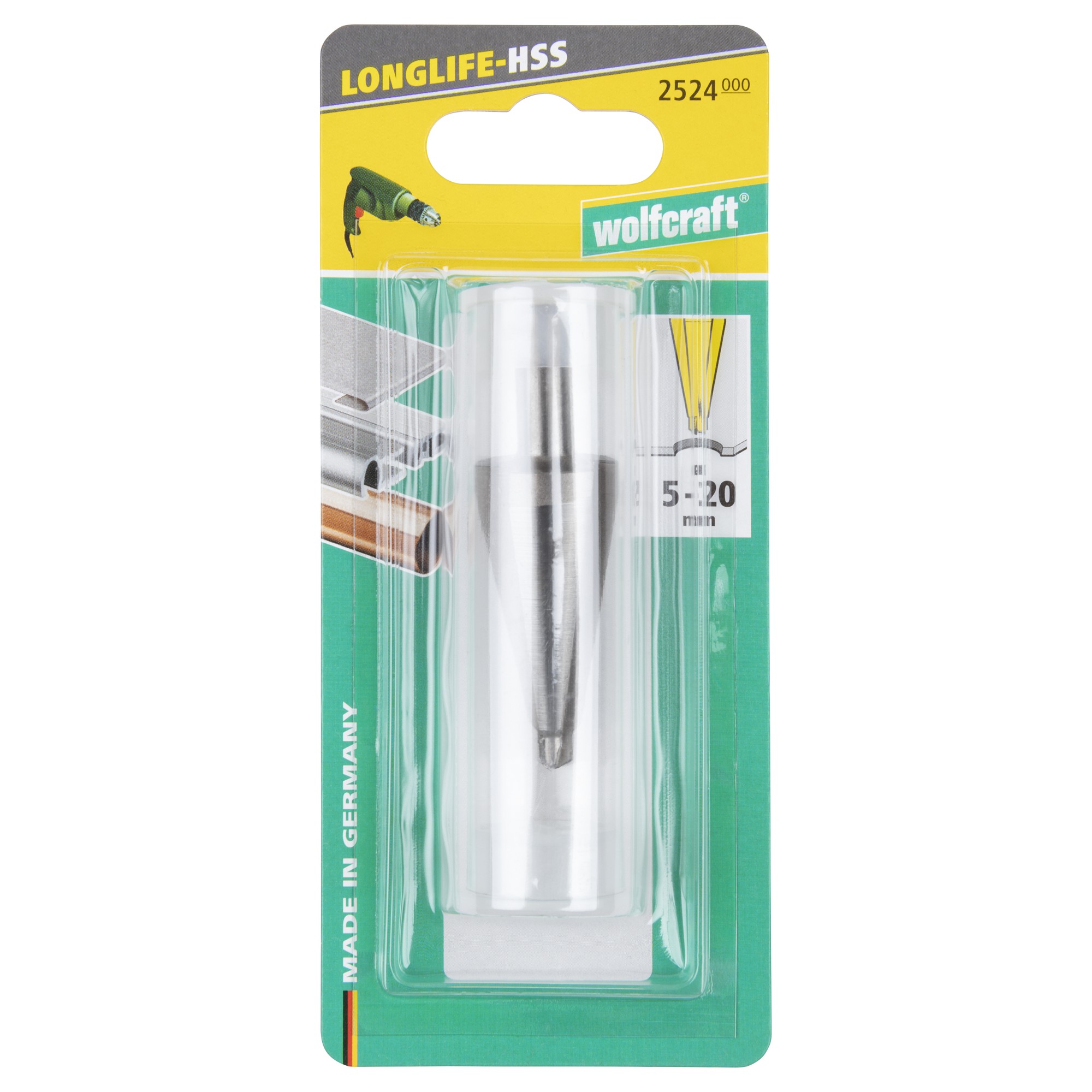 1 fresa de escariar HSS, vástago 8 mm, Ø 5 - 20 mm