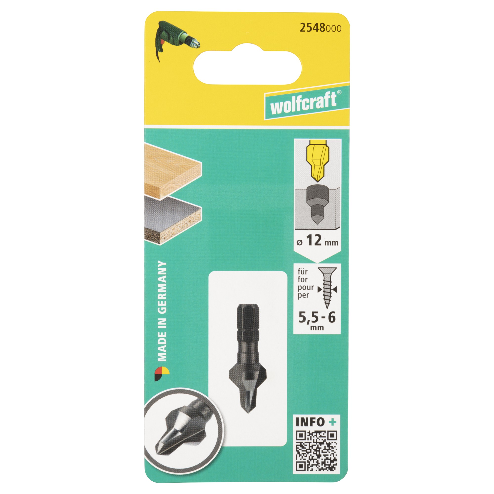 1 avellanador WS, vástago hexagonal, Ø 12 mm