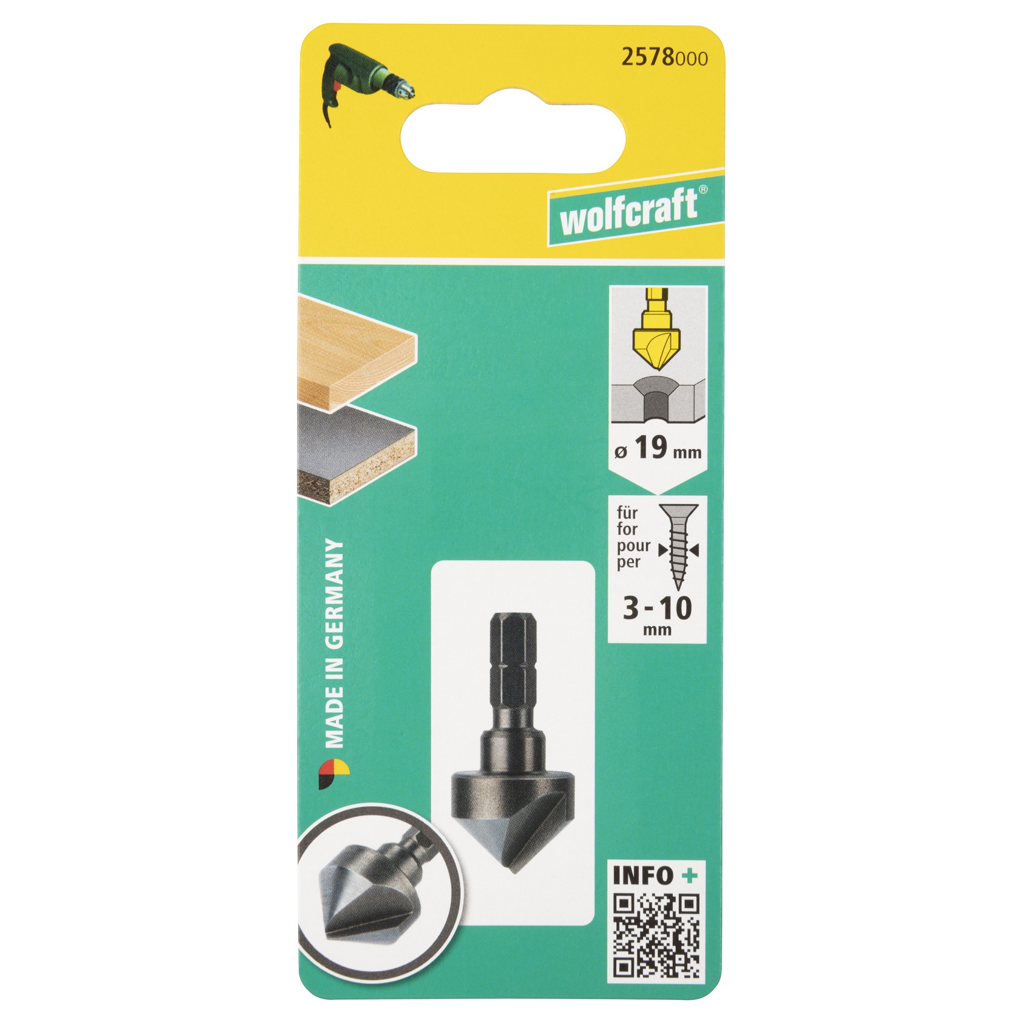 1 avellanador WS, vástago hexagonal, Ø 19 mm