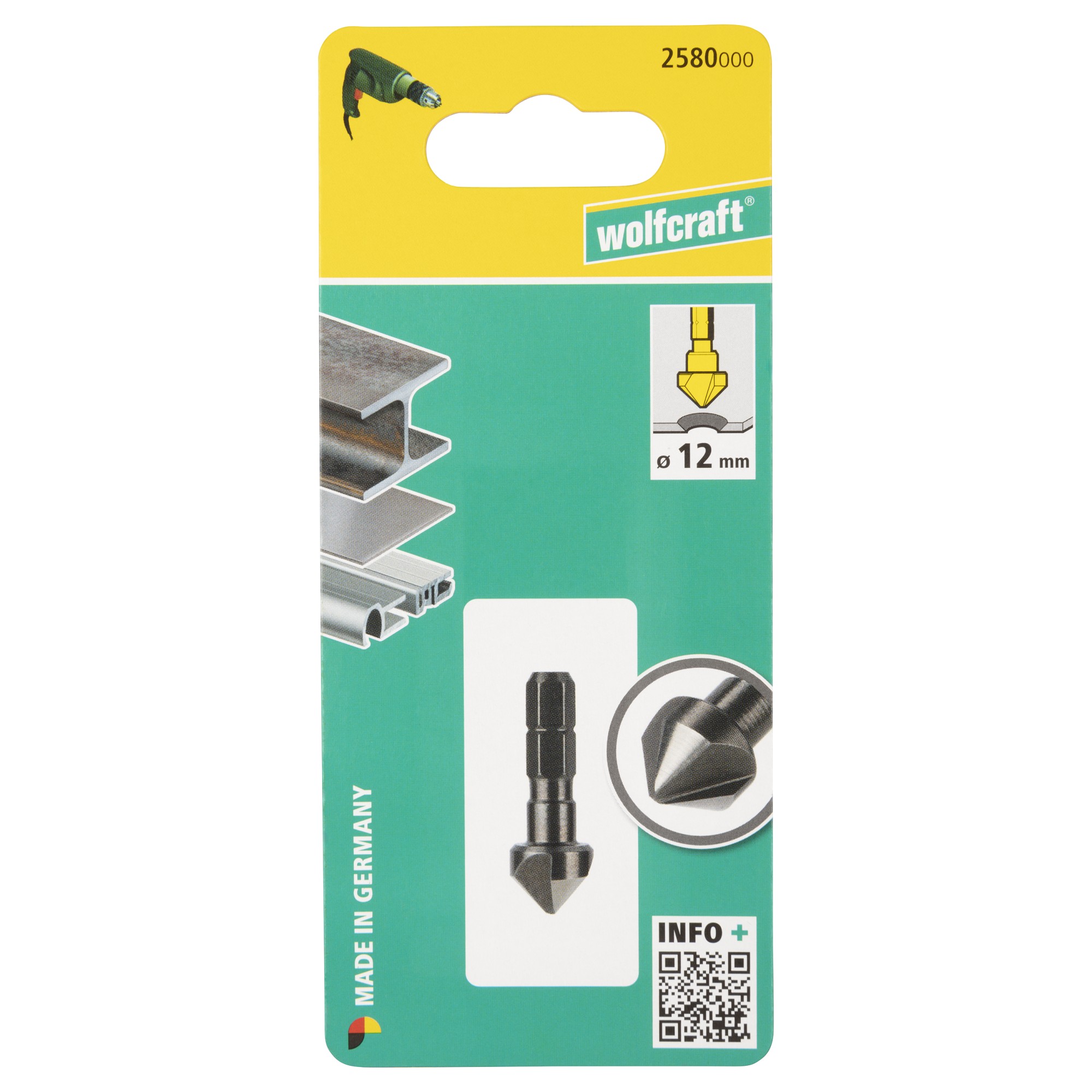 1 avellanador HSS, vástago hexagonal, Ø 12 mm