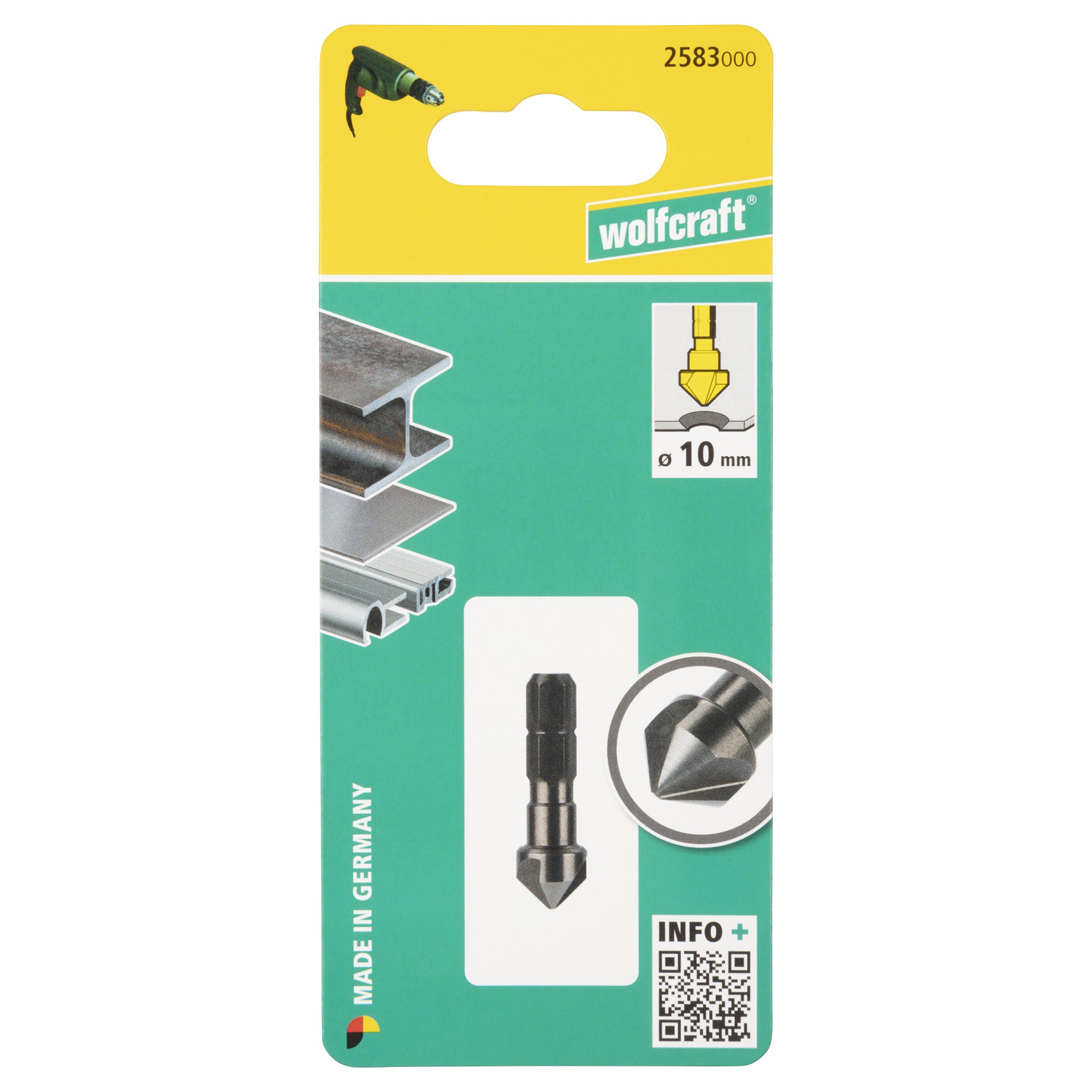 Avellanador cónico HSS, vástago hexagonal