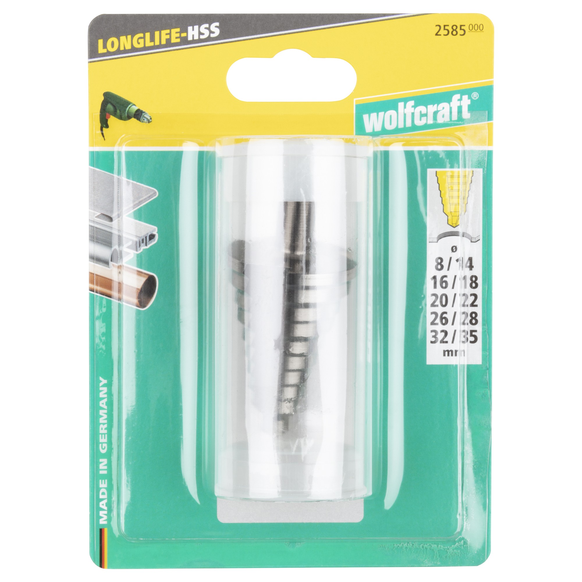 1 broca escalonada, HSS, vástago 10 mm, Ø 8 - 35 mm