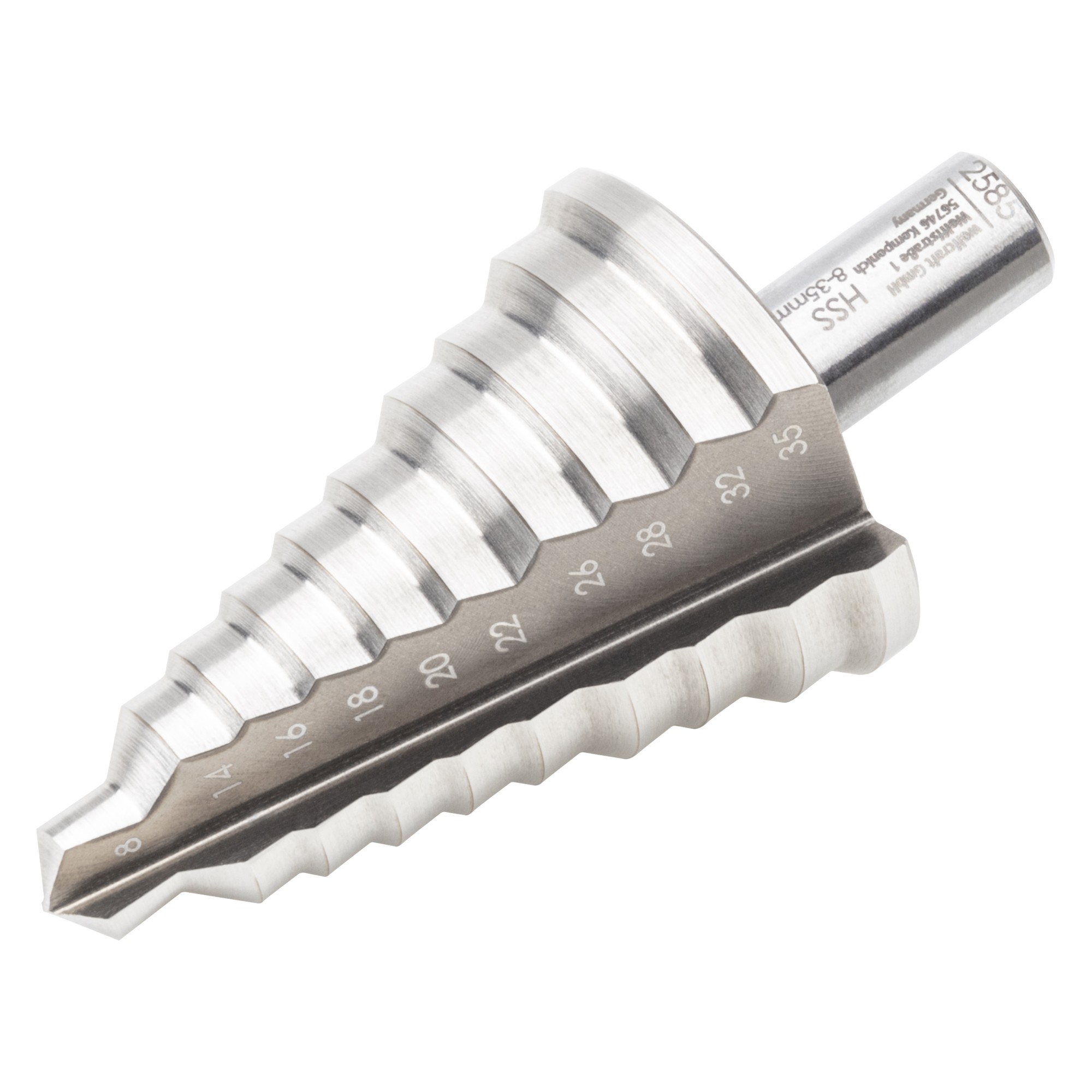 1 broca escalonada, HSS, vástago 10 mm, Ø 8 - 35 mm