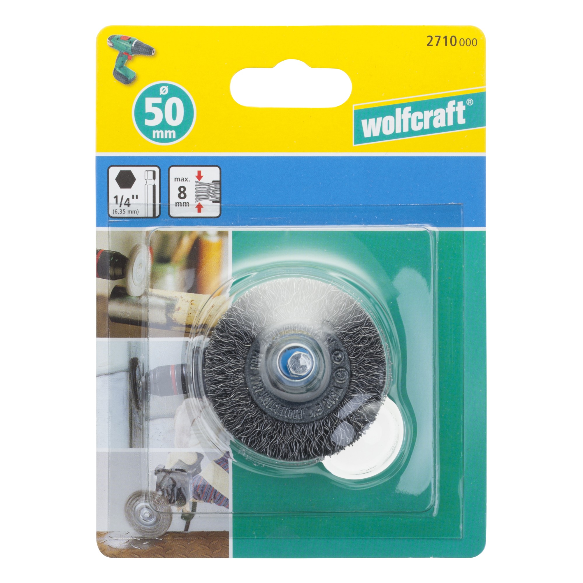 1 cepillo de disco de alambre de acero vást. hexagonal Ø 50 x 8 mm